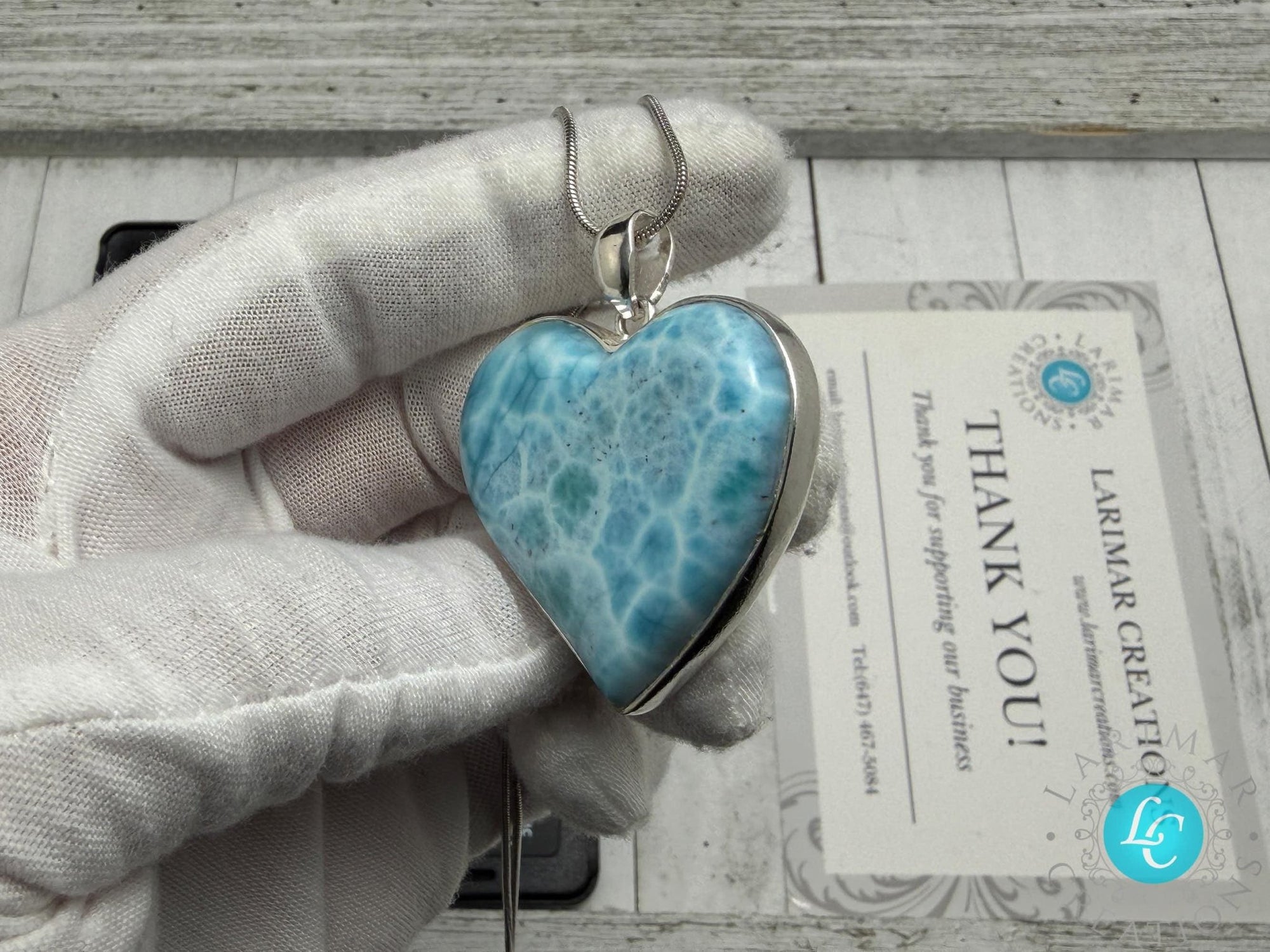 Dominican Larimar Heart Necklace - Larimar Creations