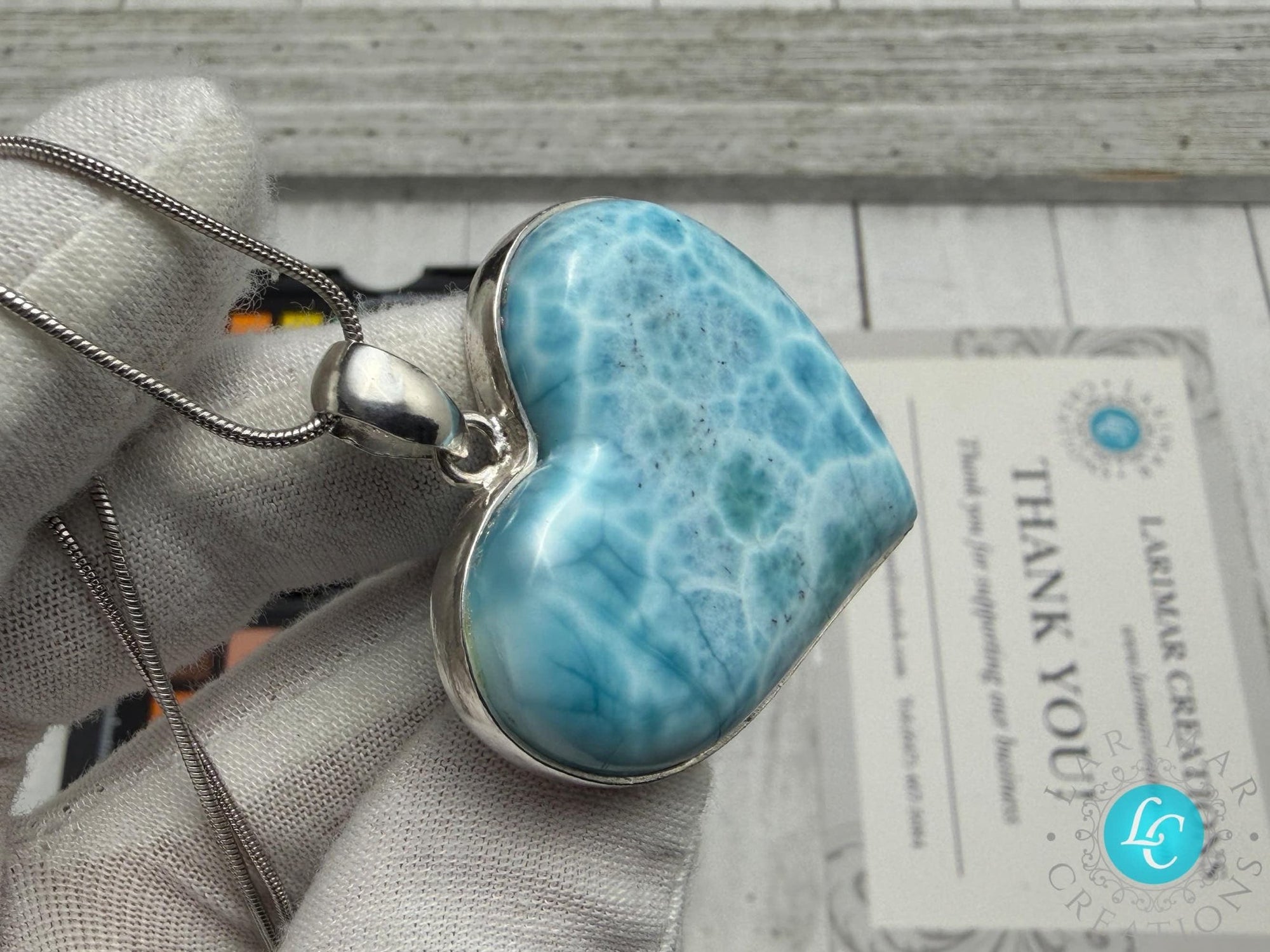 Dominican Larimar Heart Necklace - Larimar Creations