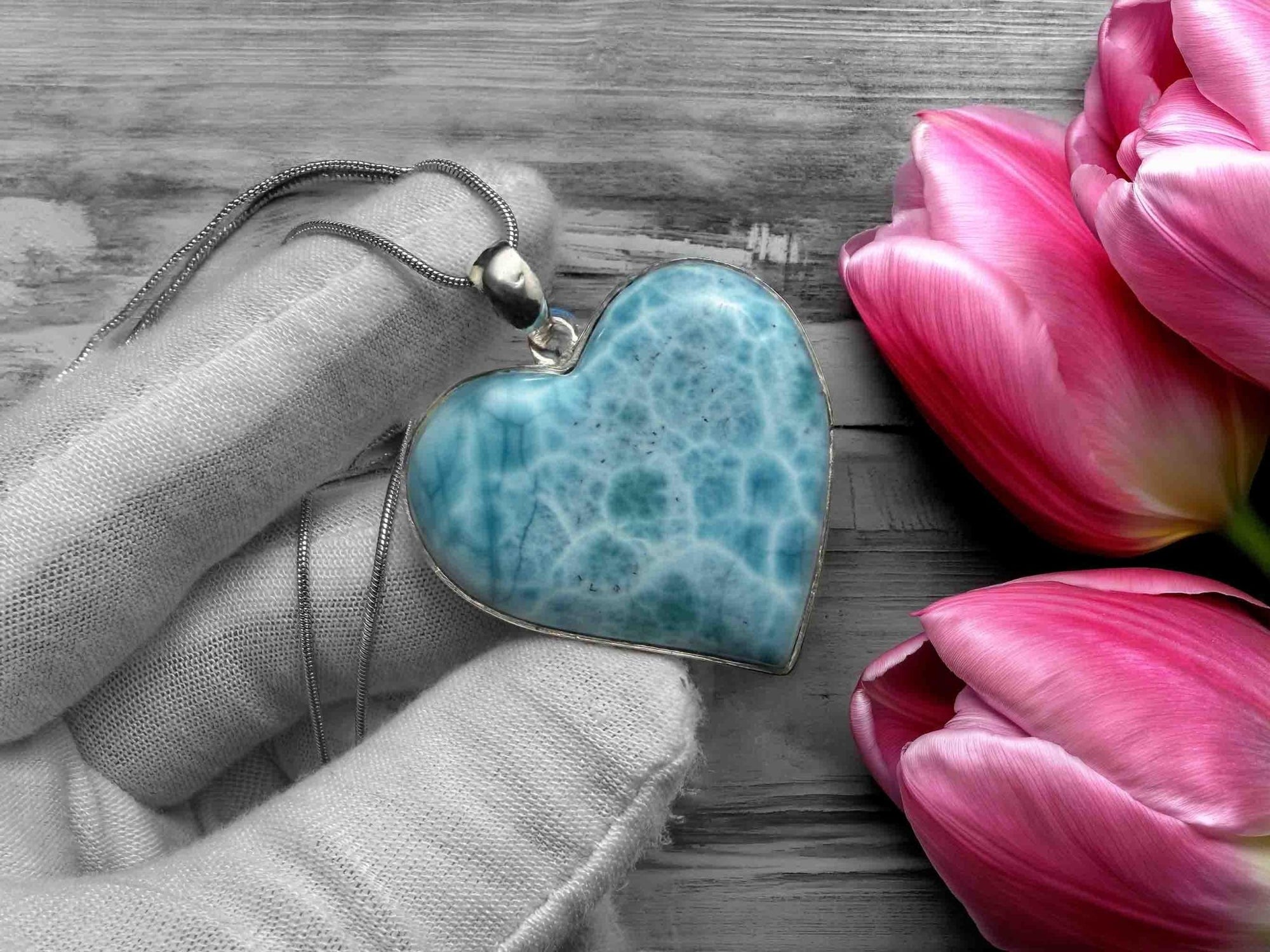 Dominican Larimar Heart Necklace - Larimar Creations