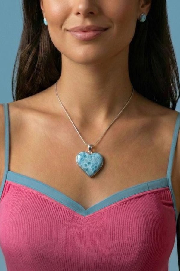 Dominican Larimar Heart Necklace - Larimar Creations