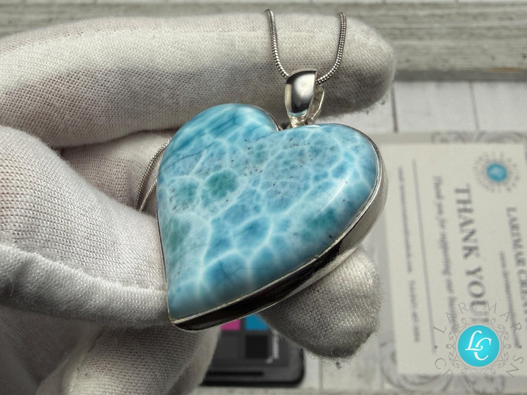 Dominican Larimar Heart Necklace - Larimar Creations