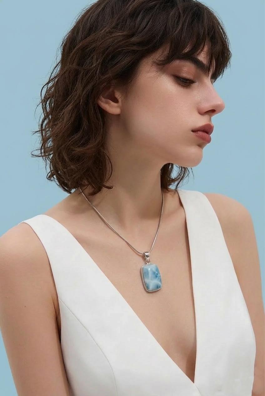 Dominican Larimar Pendant Necklace - Larimar Creations