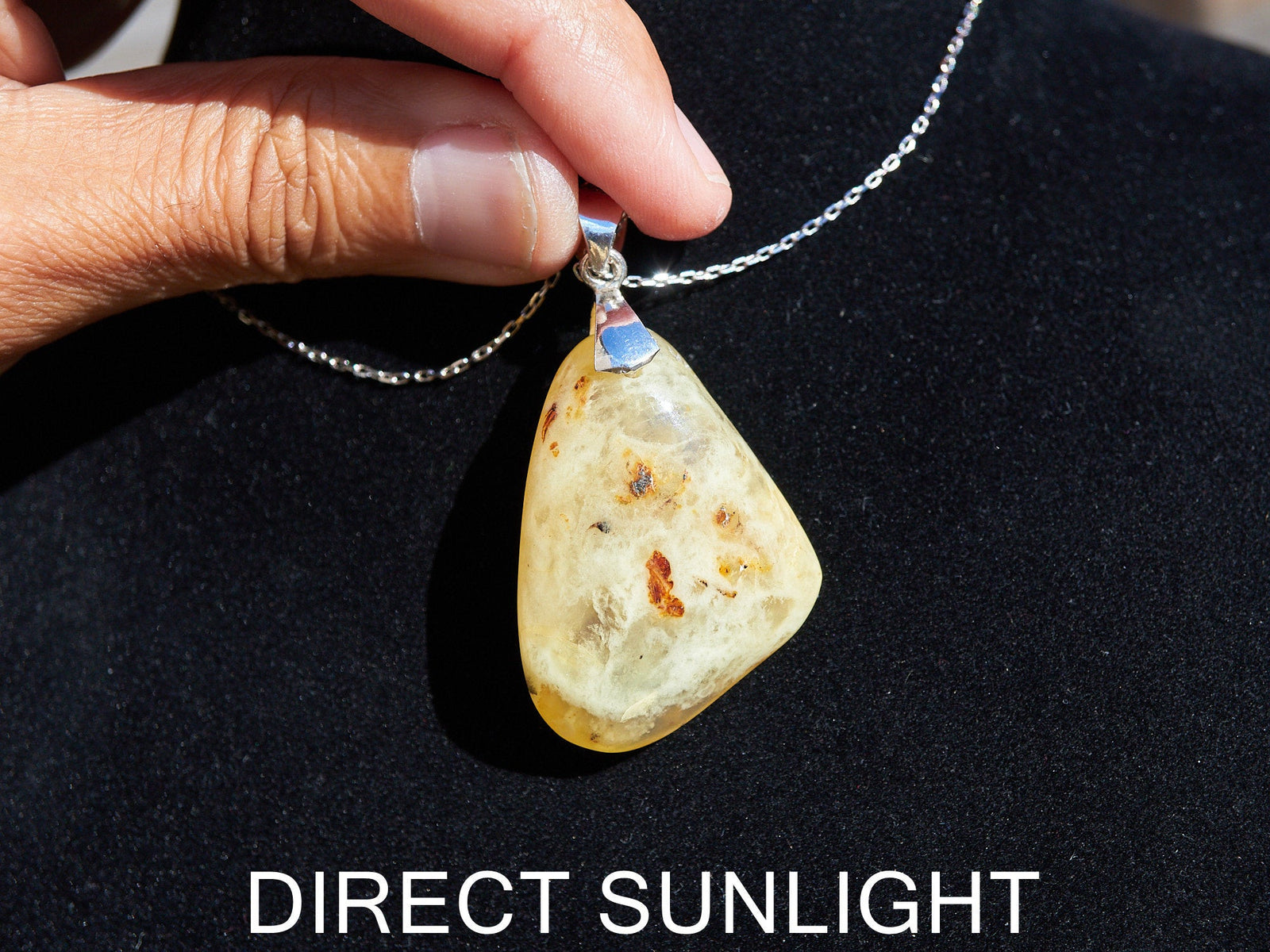 Dominican Natural Amber Pendant: Sterling Silver Gemstone - Larimar Creations