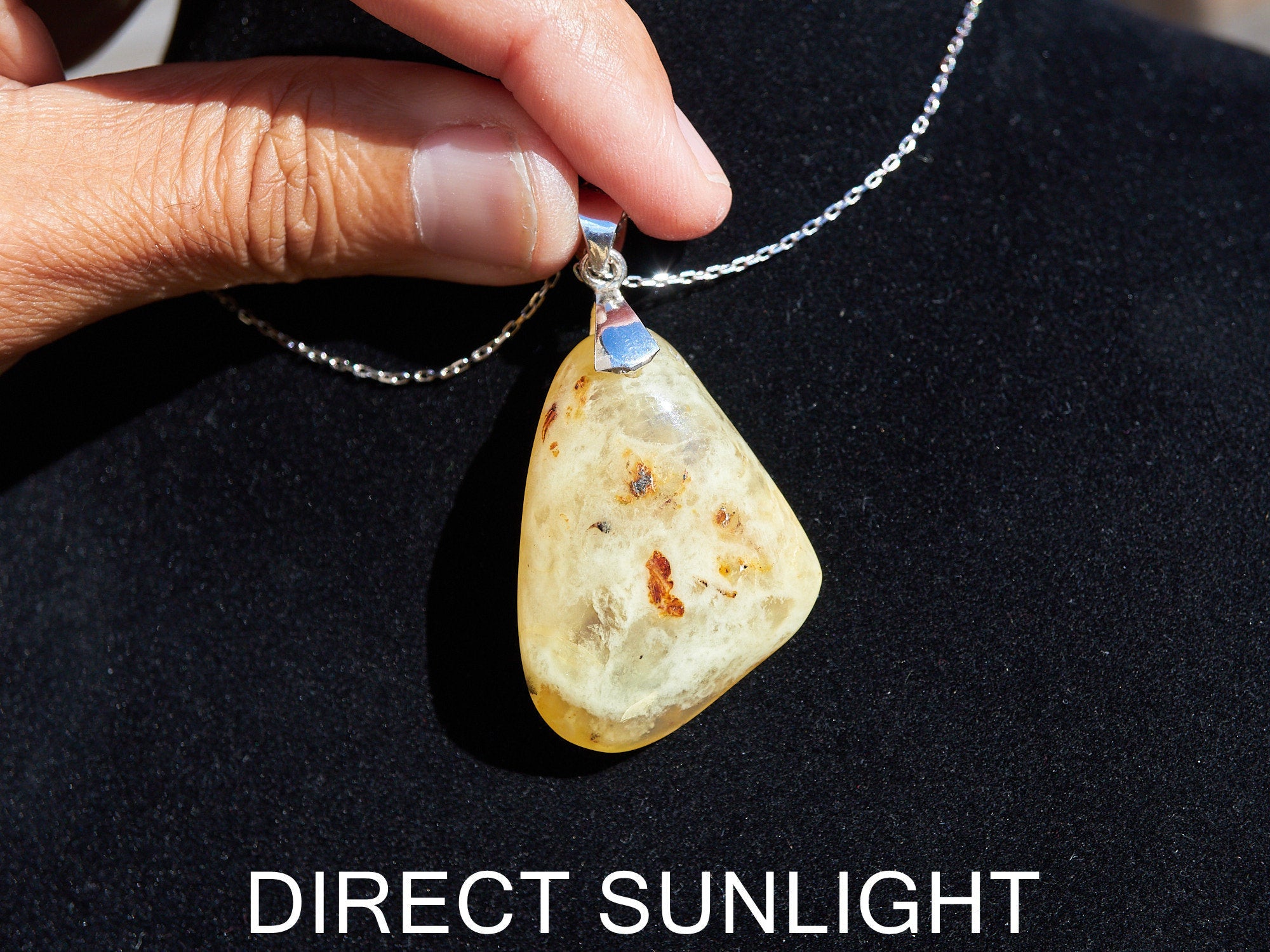 Dominican Natural Amber Pendant: Sterling Silver Gemstone - Larimar Creations