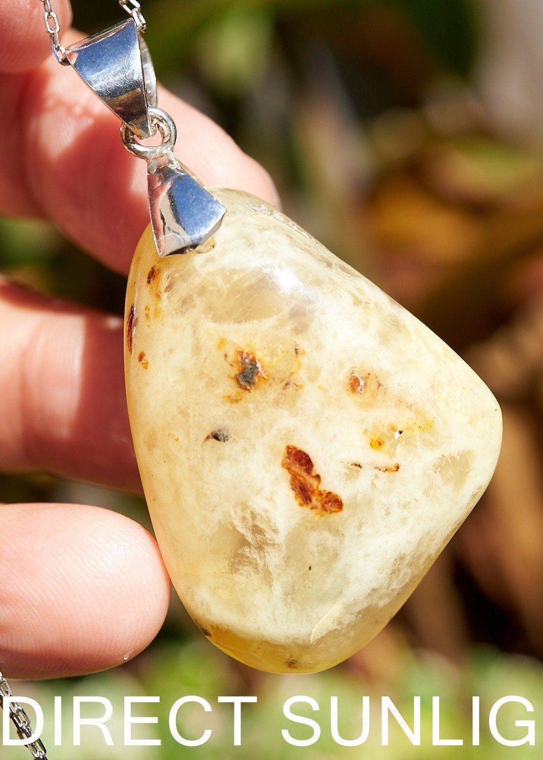 Dominican Natural Amber Pendant: Sterling Silver Gemstone - Larimar Creations