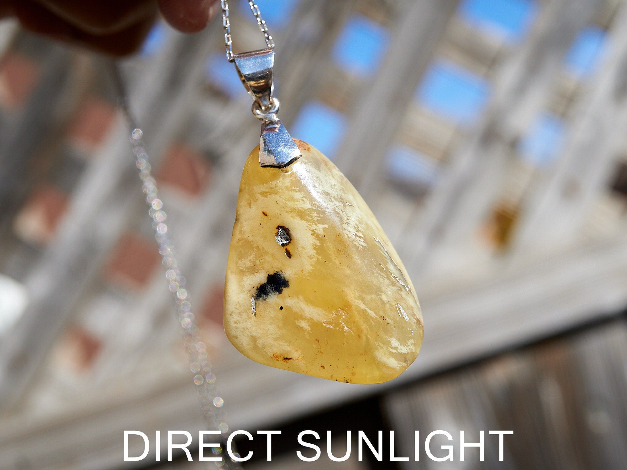 Dominican Natural Amber Pendant: Sterling Silver Gemstone - Larimar Creations