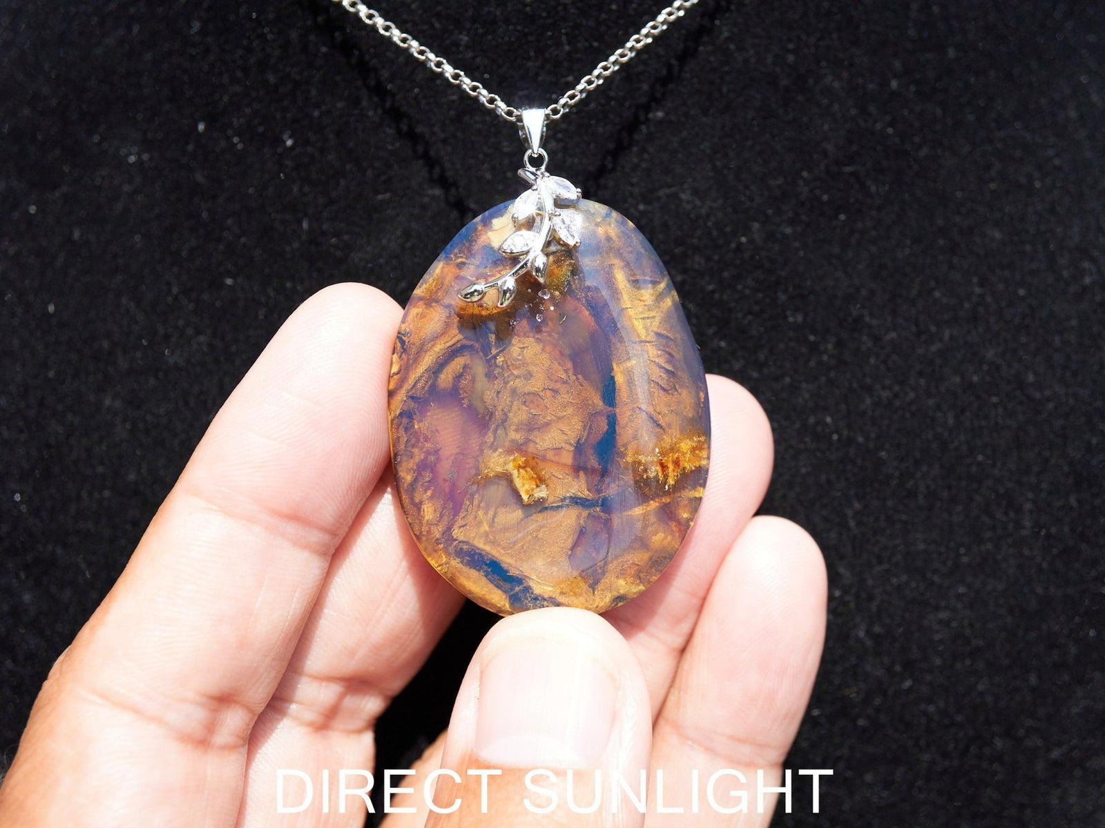 Genuine Dominican Blue Amber Jewelry with Bail in 925 Sterling Silver - Larimar Creations