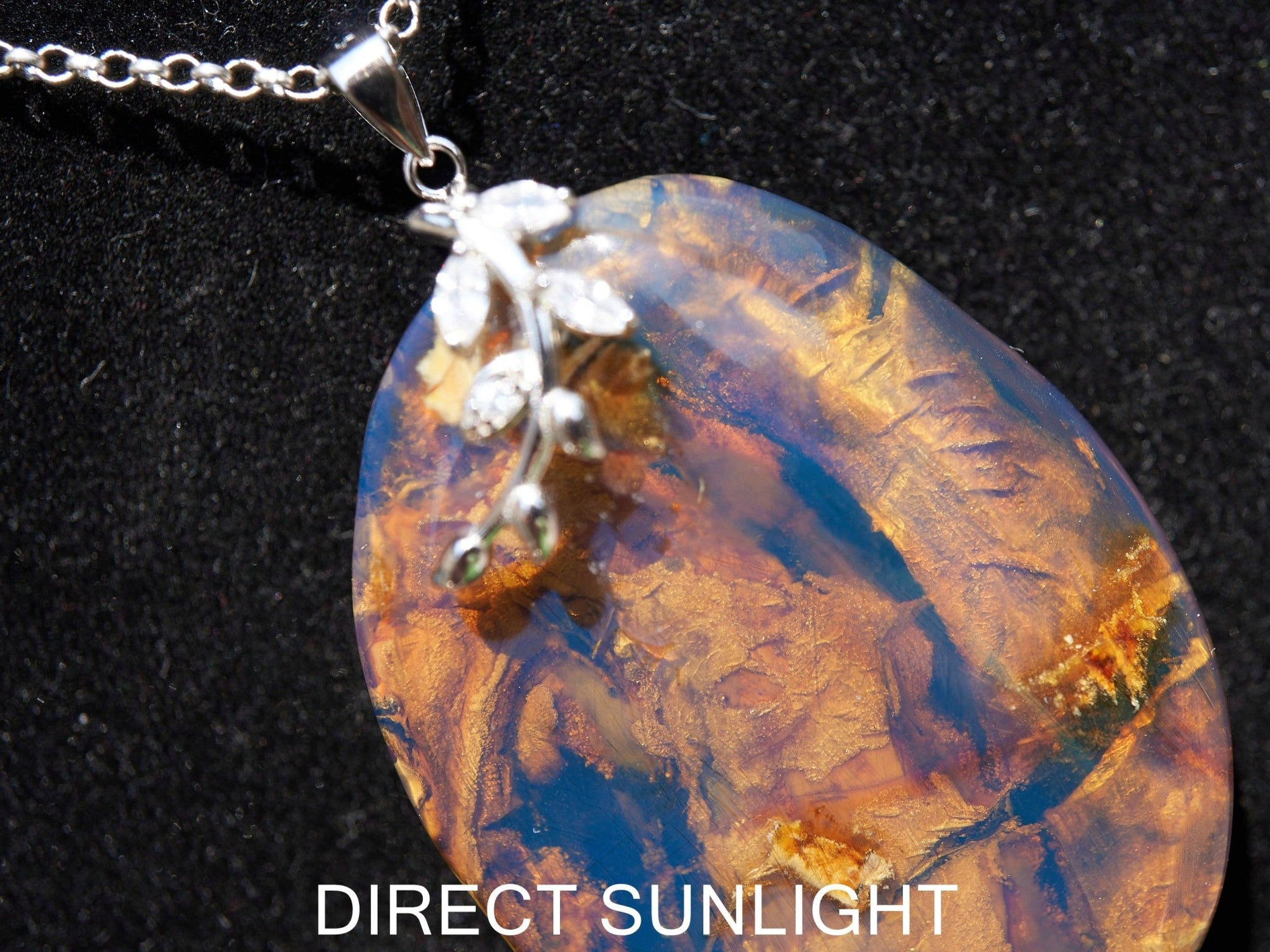 Genuine Dominican Blue Amber Jewelry with Bail in 925 Sterling Silver - Larimar Creations