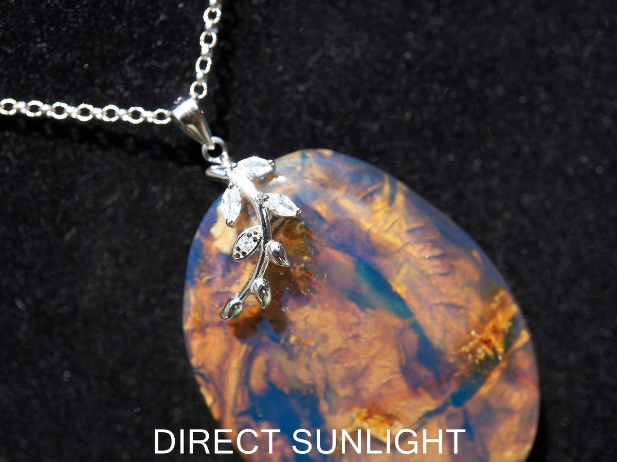 Genuine Dominican Blue Amber Jewelry with Bail in 925 Sterling Silver - Larimar Creations