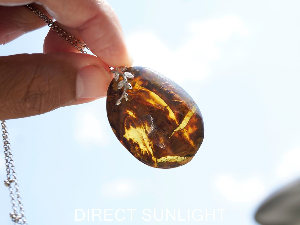 Genuine Dominican Blue Amber Jewelry with Bail in 925 Sterling Silver - Larimar Creations