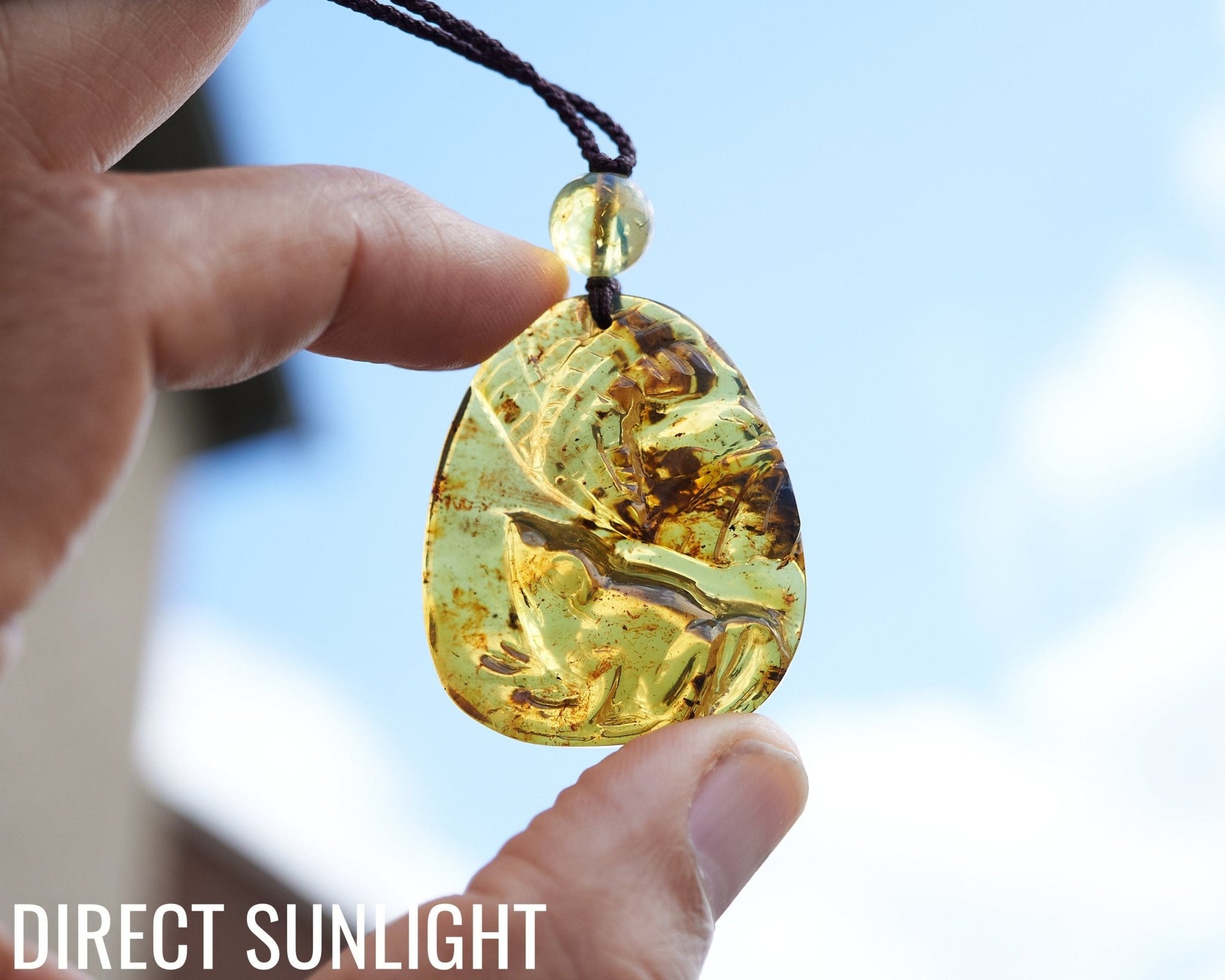 Hand - Carved Dominican Blue Amber Frog Pendant | Adjustable Necklace - Larimar Creations