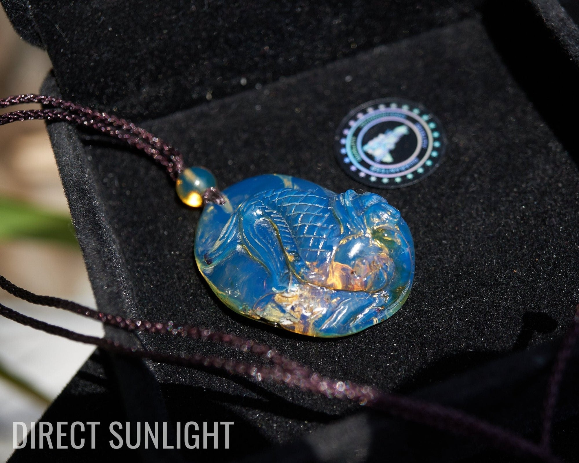 Hand - Carved Dominican Blue Amber Koi Fish Pendant | Adjustable Necklace - Larimar Creations