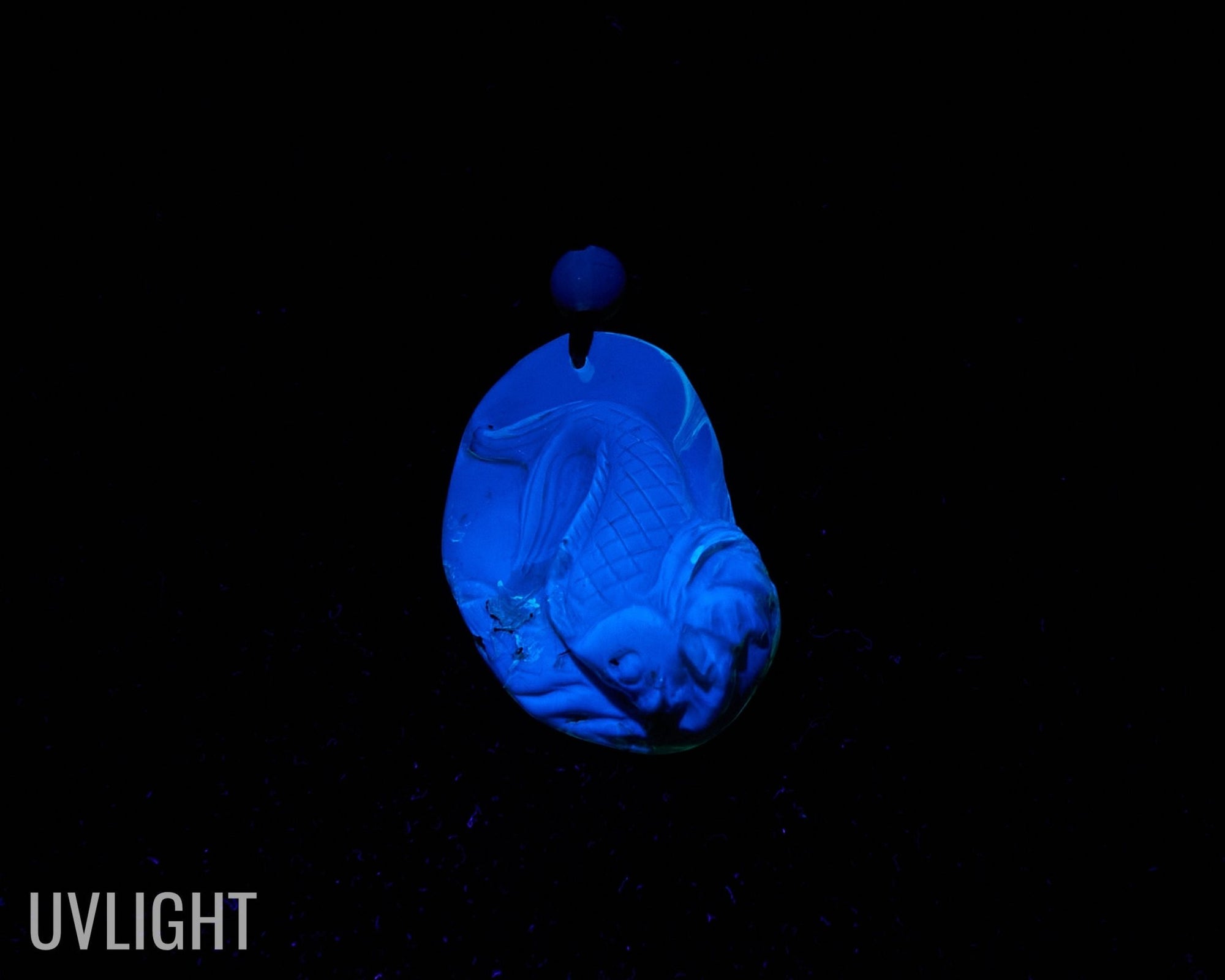 Hand - Carved Dominican Blue Amber Koi Fish Pendant | Adjustable Necklace - Larimar Creations