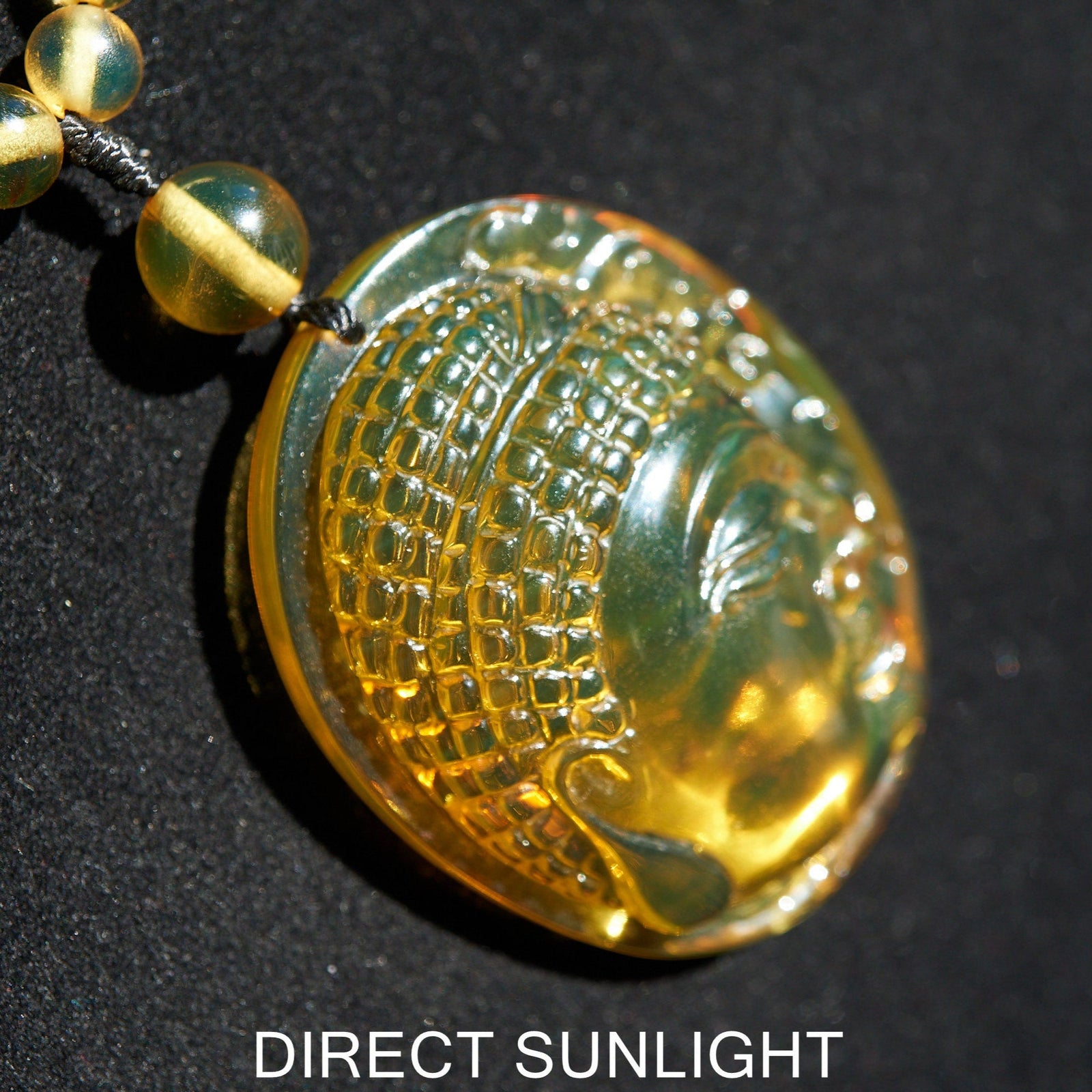 Handcrafted Dominican Amber Beaded Necklace with Buddha Pendant - Larimar Creations