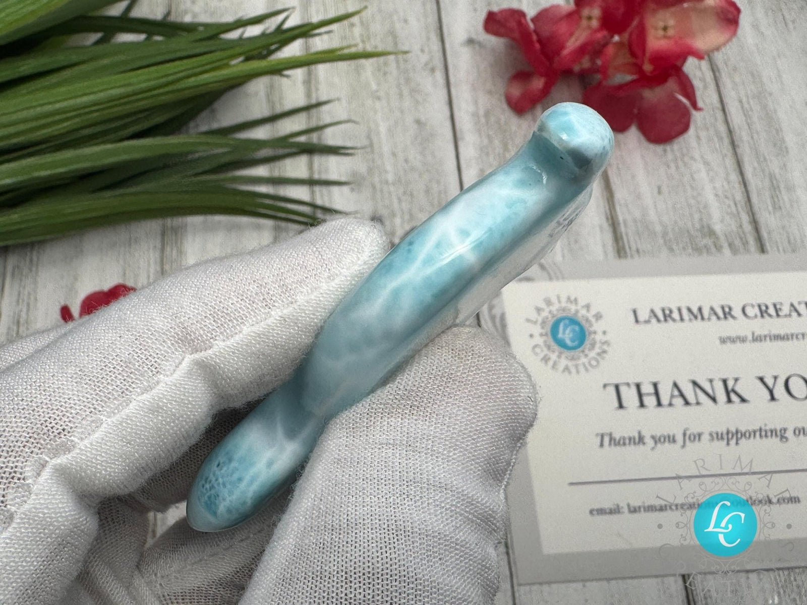 Handcrafted Larimar Dolphin Carving - Larimar Creations