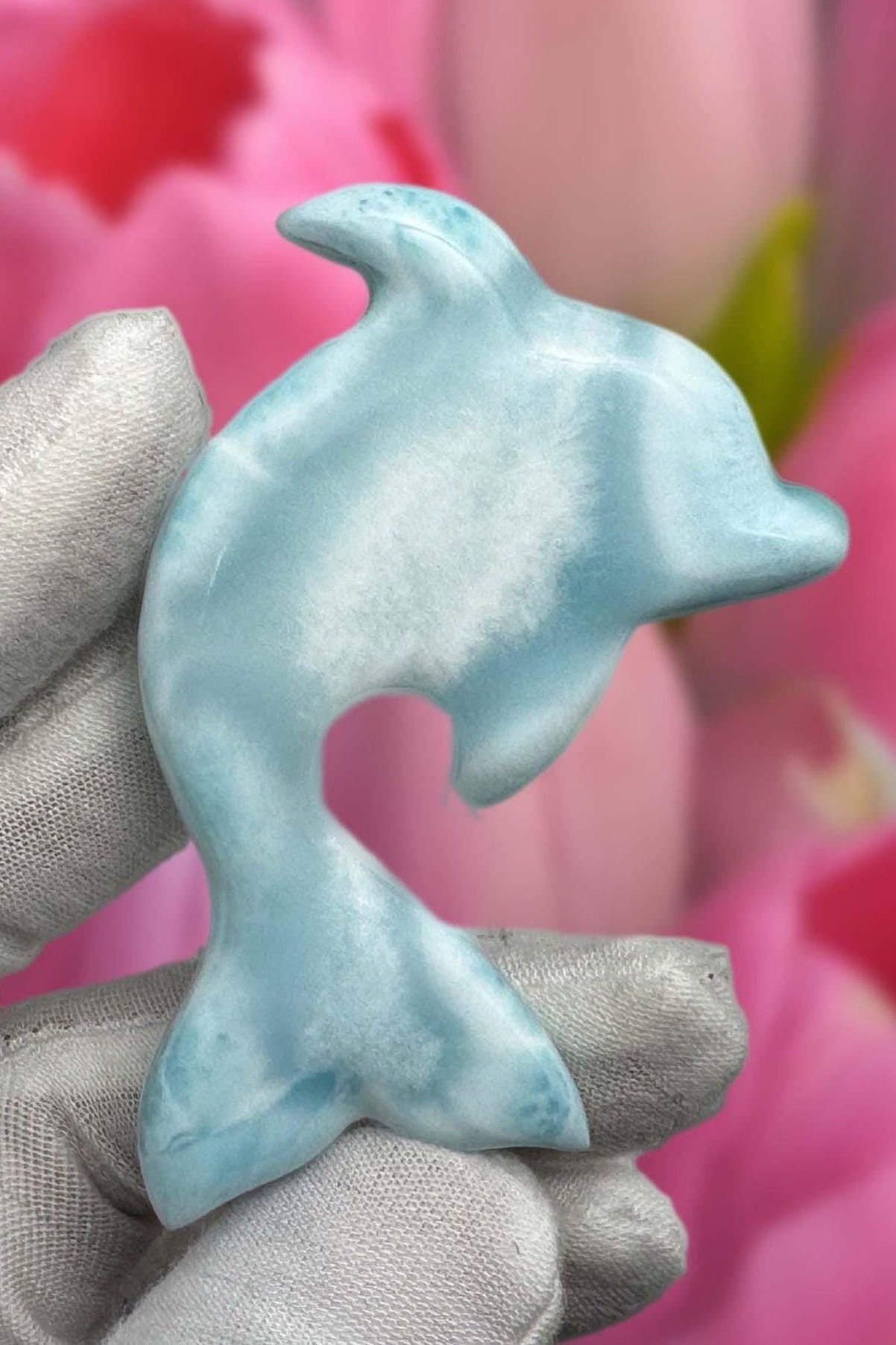 Handcrafted Larimar Dolphin Carving - Larimar Creations