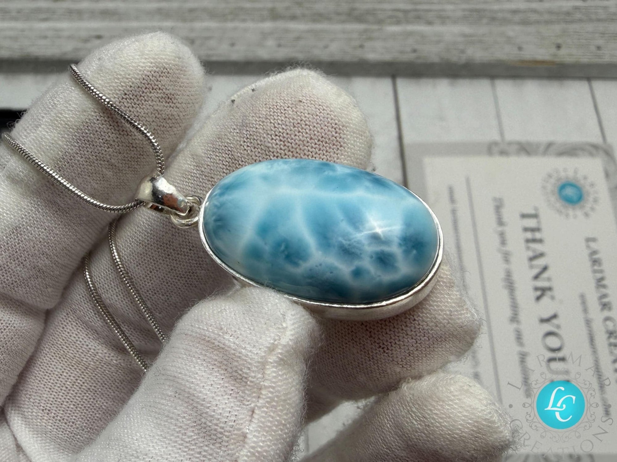 Handmade Larimar Pendant | 925 S Silver - Larimar Creations