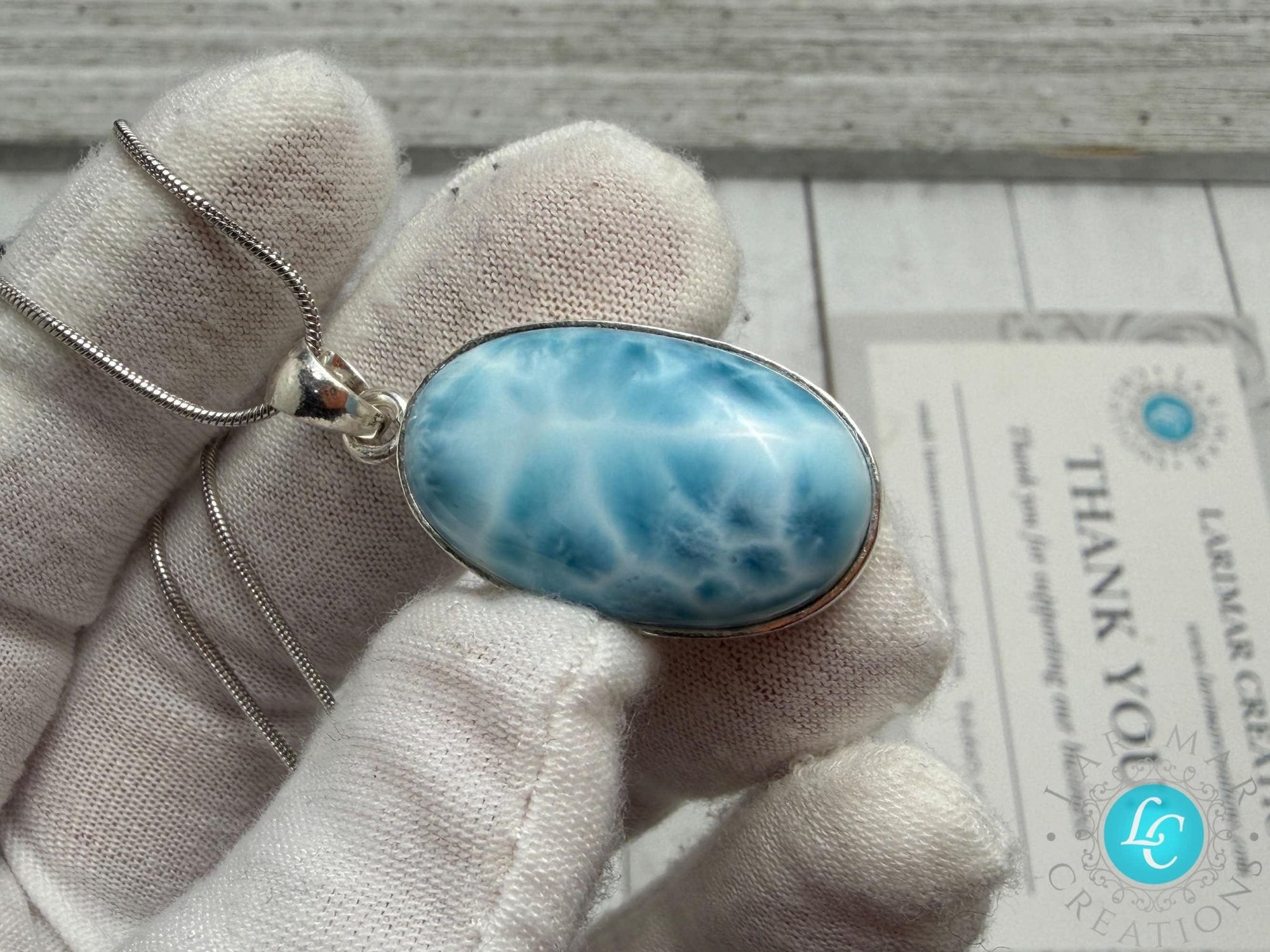 Handmade Larimar Pendant | 925 S Silver - Larimar Creations