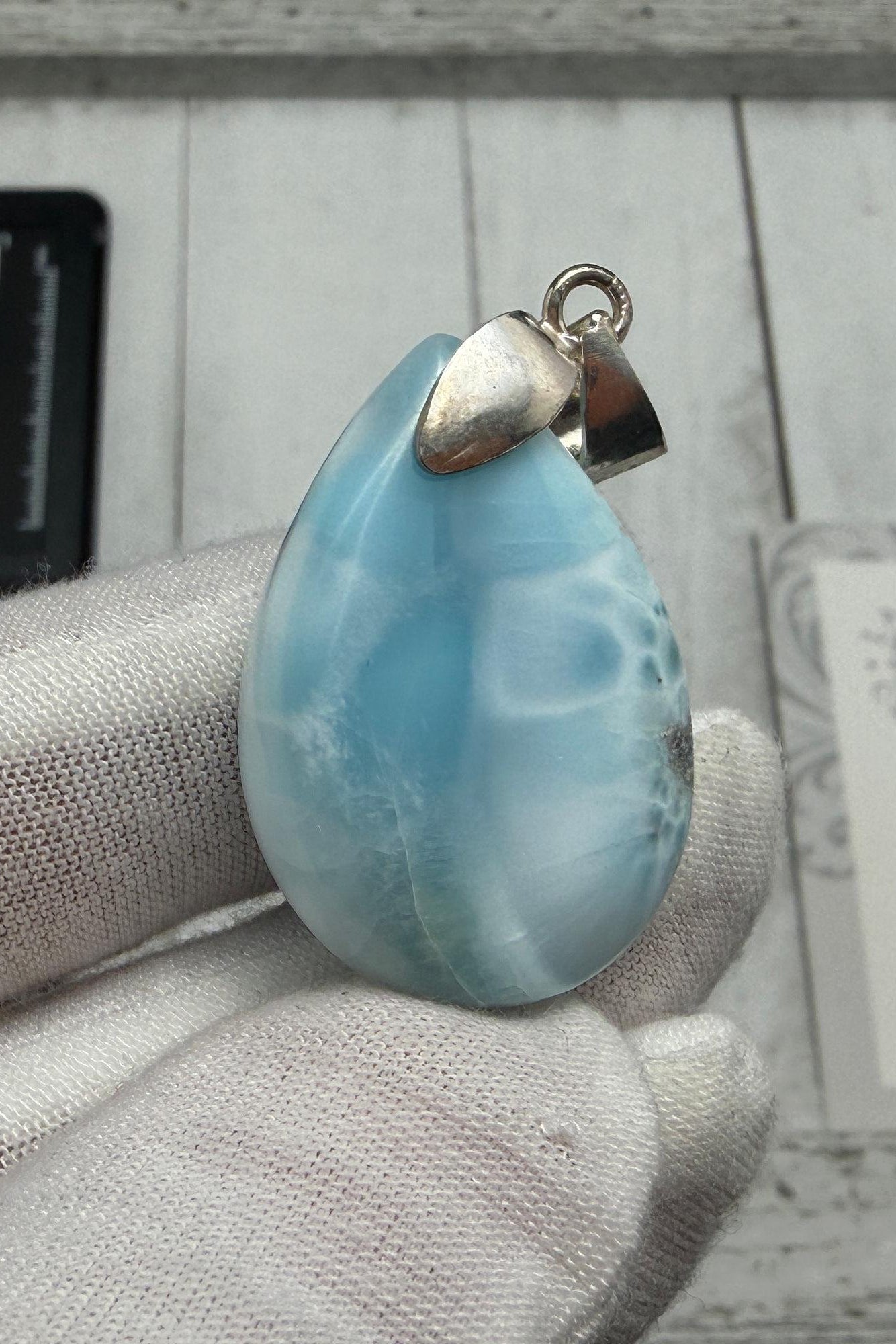 AAA Larimar Turtleback Pendant Sterling Silver Healing Gemstone Jewelry Dominican Stone Necklace