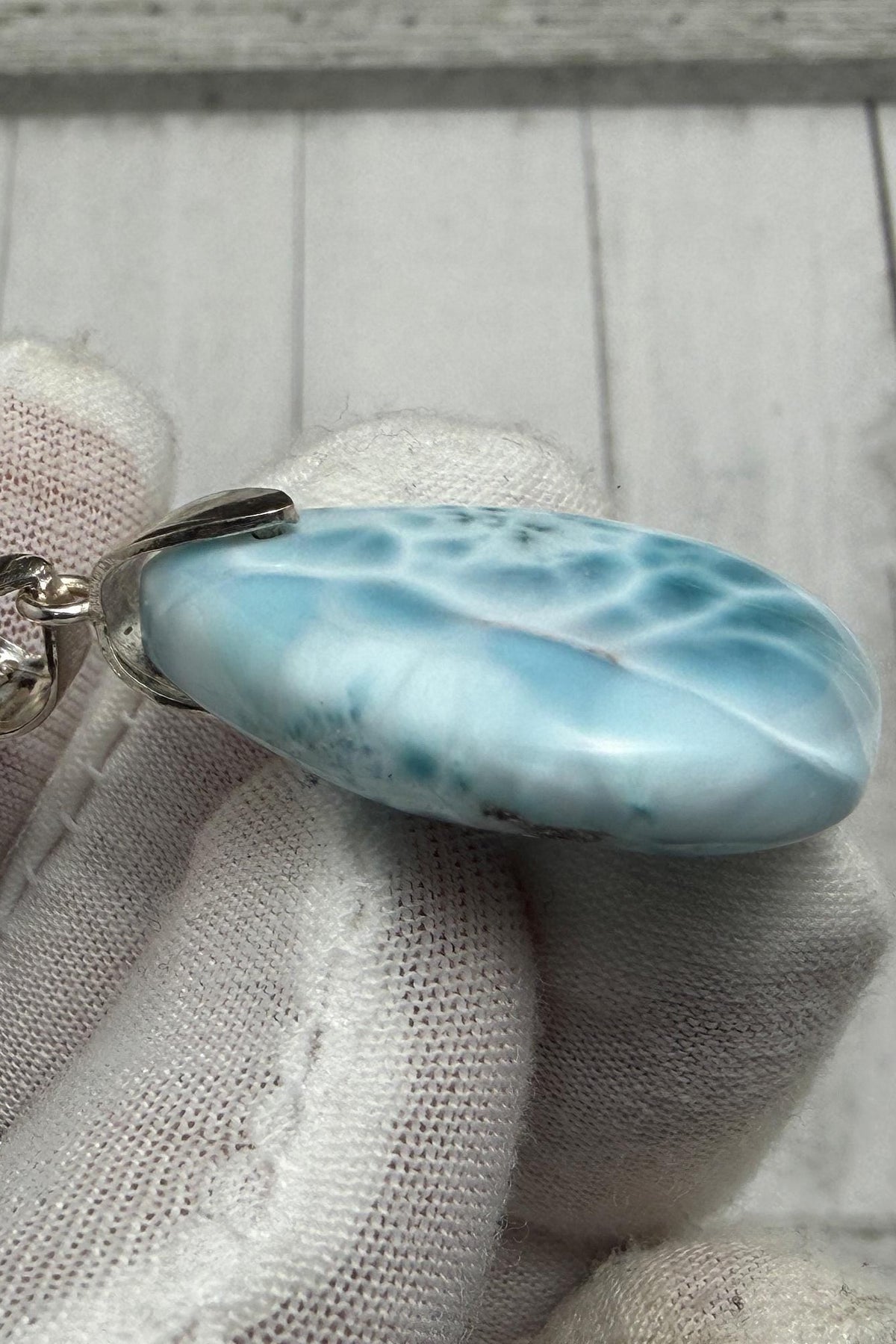 AAA Larimar Turtleback Pendant Sterling Silver Healing Gemstone Jewelry Dominican Stone Necklace