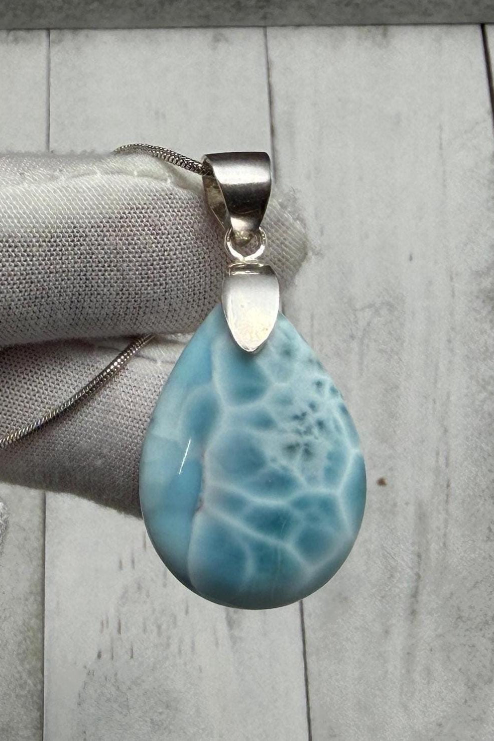 AAA Larimar Turtleback Pendant Sterling Silver Healing Gemstone Jewelry Dominican Stone Necklace
