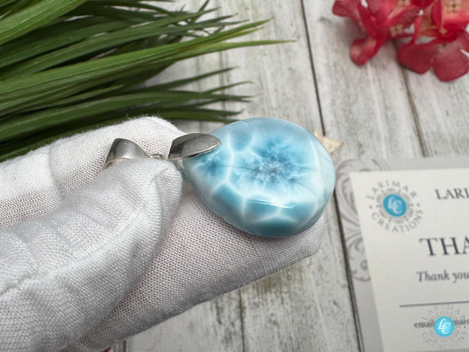 AAAA Super Blue Larimar Cabochon Dominican Teardrop Stone for Jewelry Making