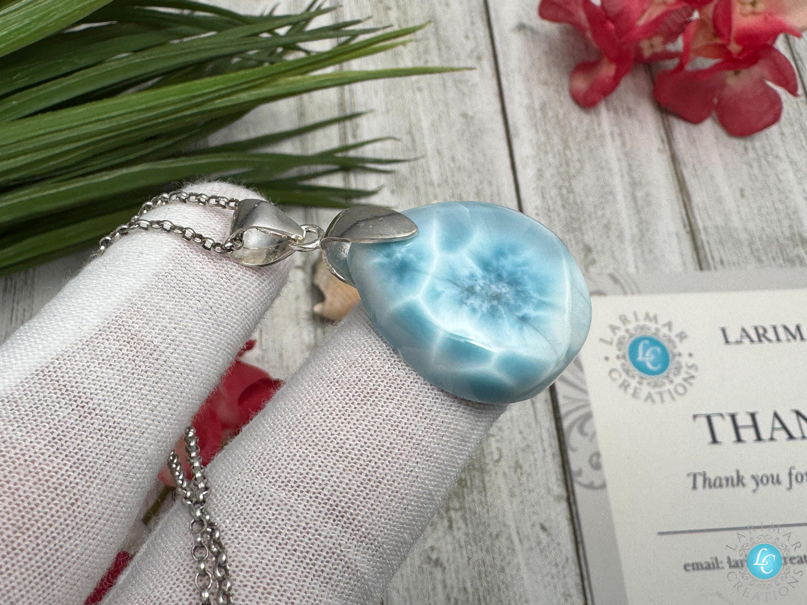 AAAA Super Blue Larimar Cabochon Dominican Teardrop Stone for Jewelry Making