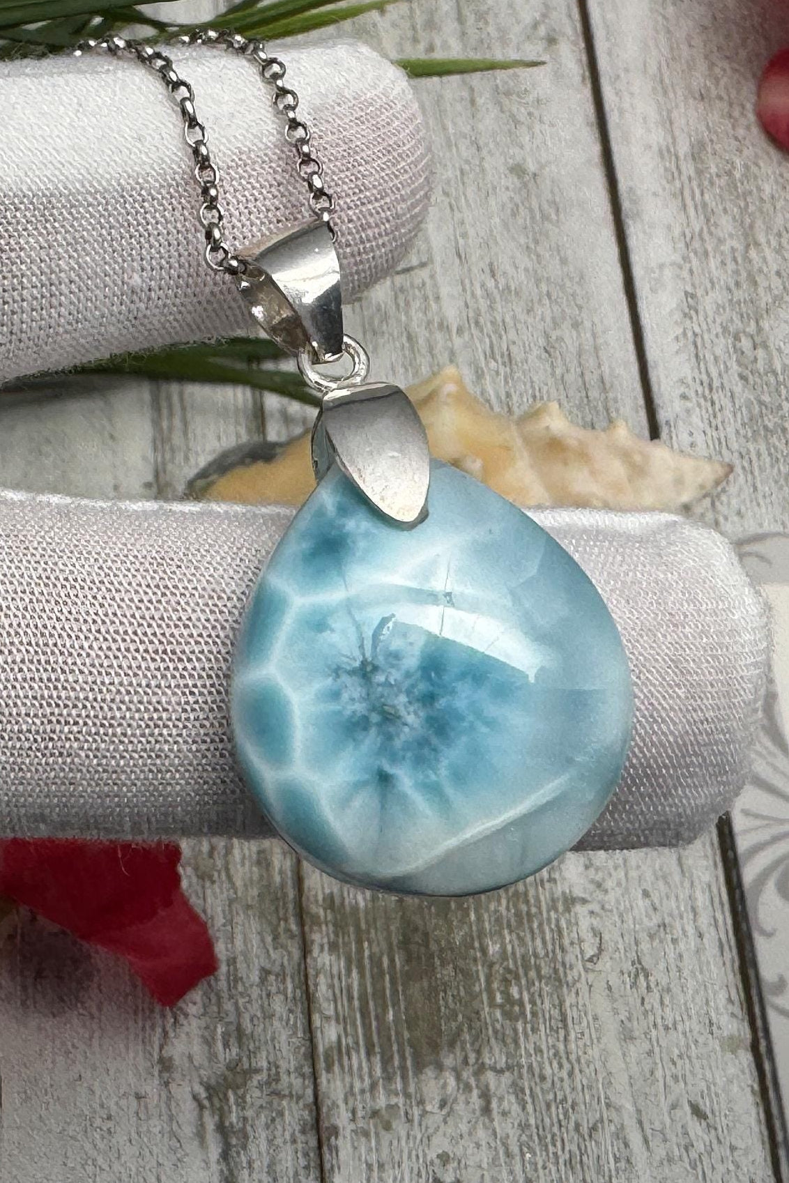 AAAA Super Blue Larimar Cabochon Dominican Teardrop Stone for Jewelry Making
