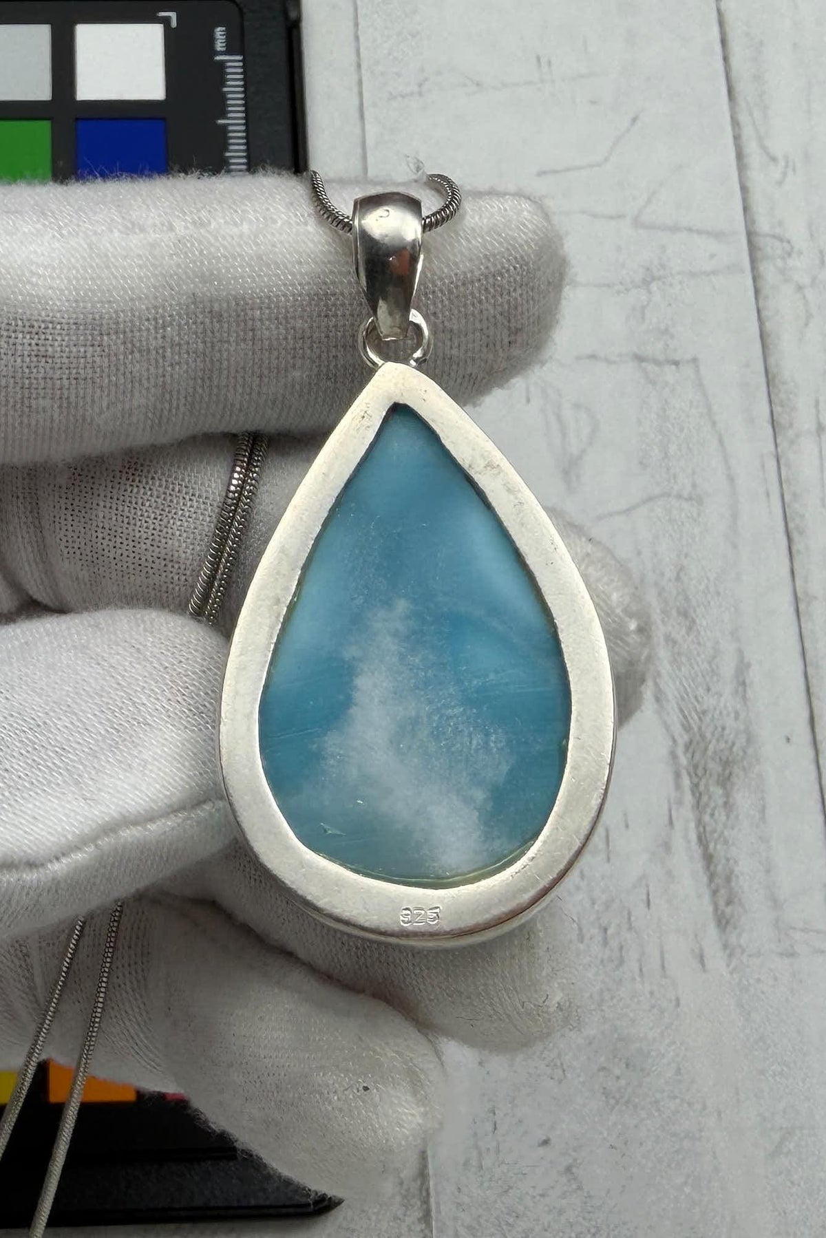 Authentic Larimar Teardrop Pendant | Sterling Silver Boho Statement Necklace