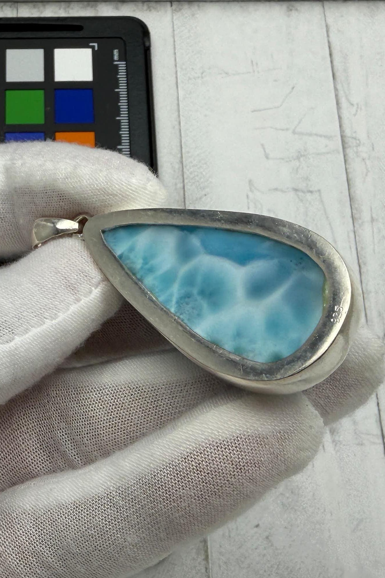 Large Larimar Teardrop Pendant Necklace | Natural Caribbean Blue Boho Statement Jewelry