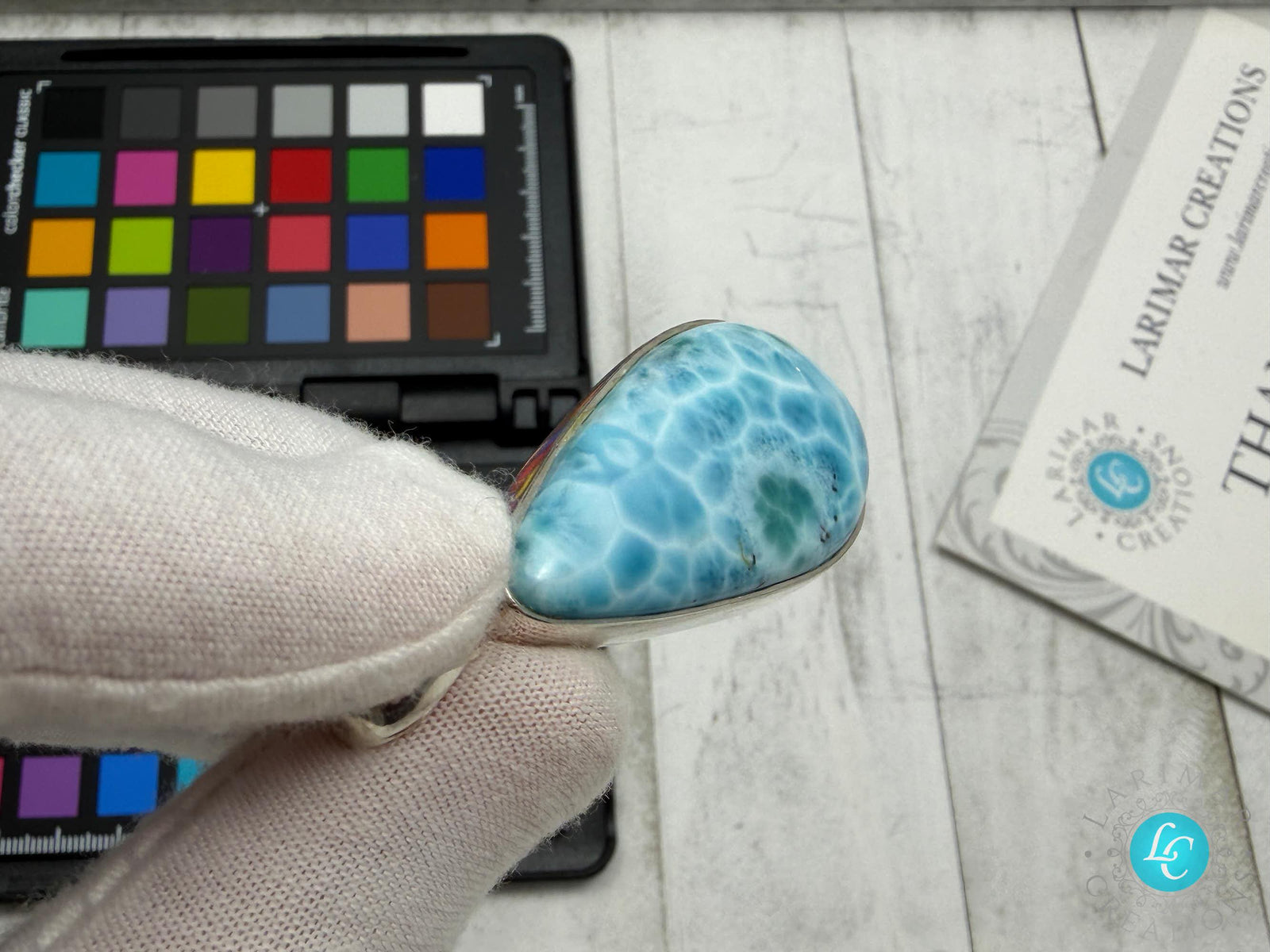 Large Larimar Teardrop Pendant Necklace | Natural Caribbean Blue Boho Statement Jewelry