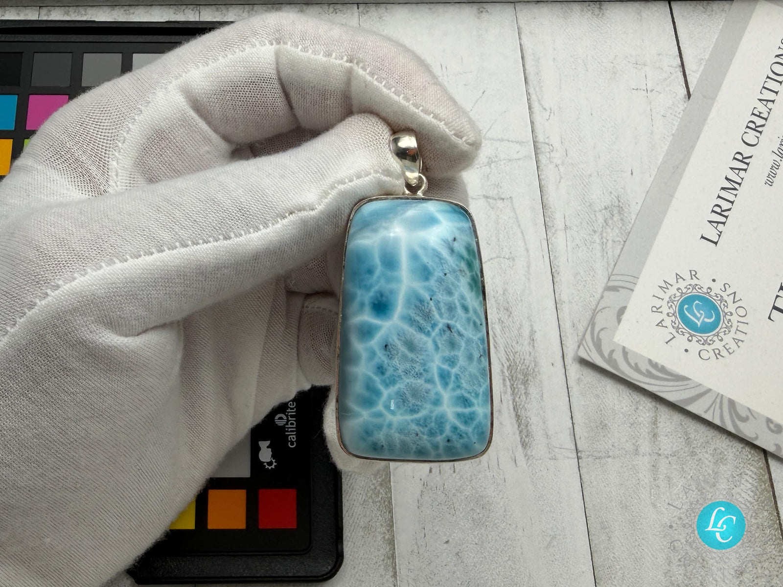 Extra Large Larimar Pendant Necklace | 40.7g Rectangular Caribbean Blue Boho Statement Jewelry