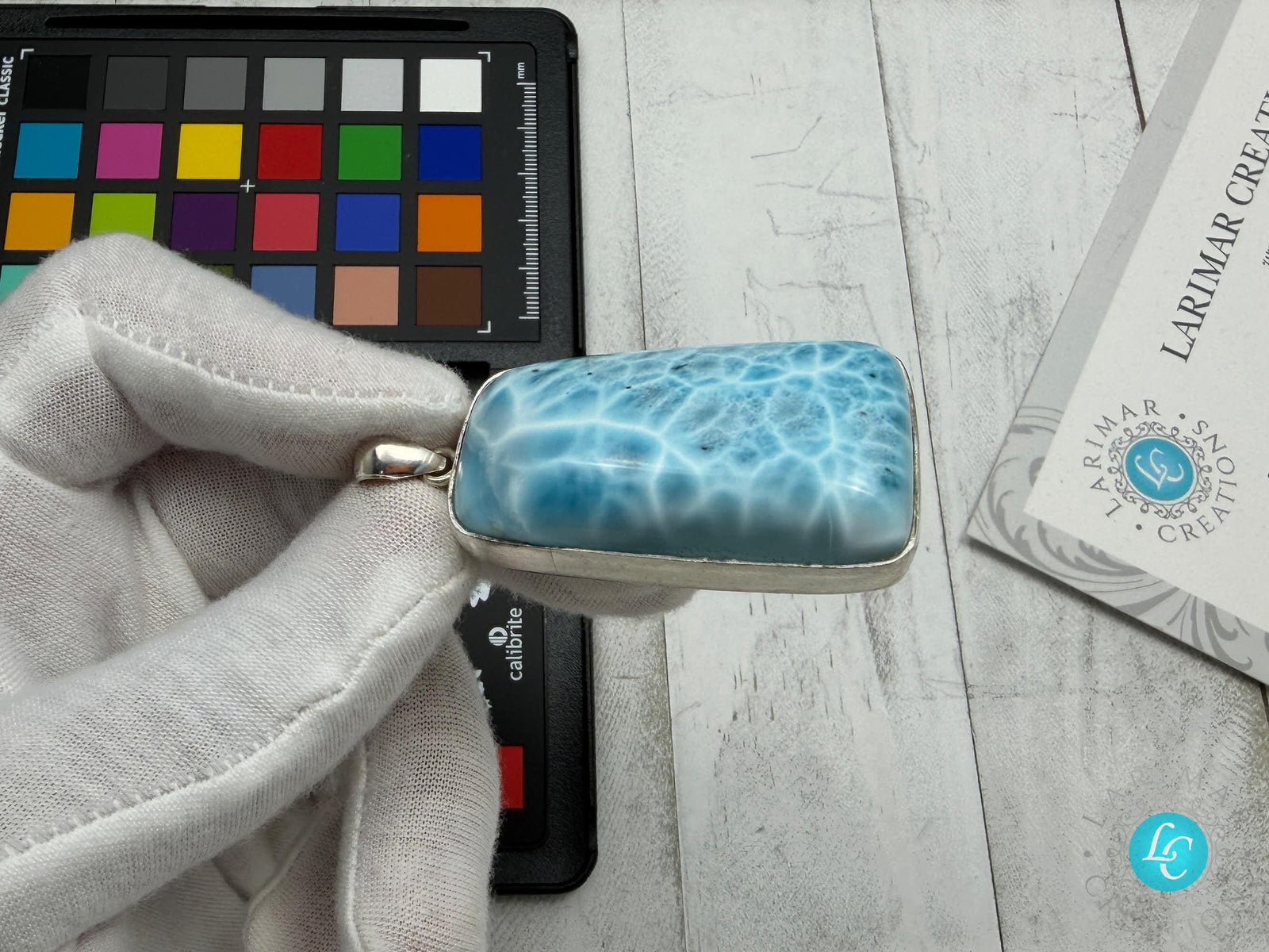 Extra Large Larimar Pendant Necklace | 40.7g Rectangular Caribbean Blue Boho Statement Jewelry