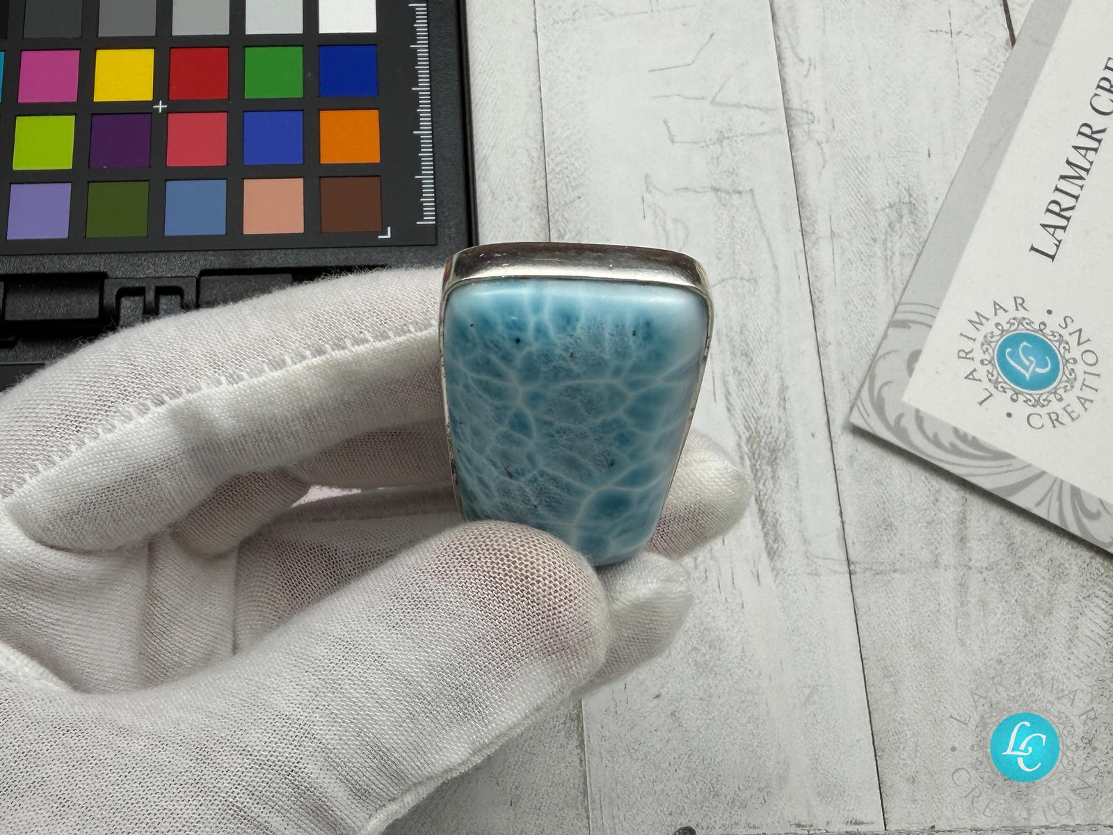 Extra Large Larimar Pendant Necklace | 40.7g Rectangular Caribbean Blue Boho Statement Jewelry