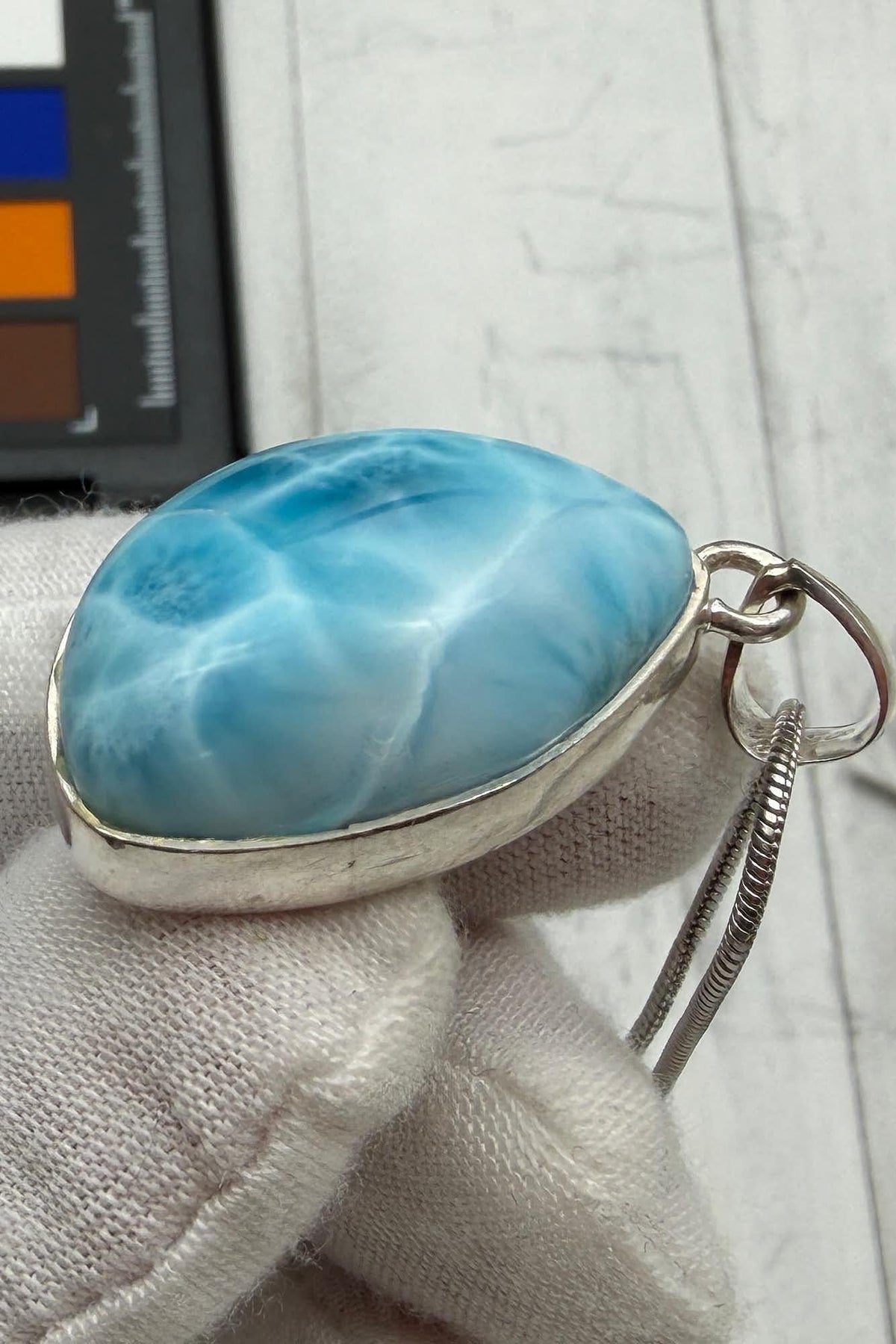 Larimar Oval Pendant Necklace, 925 Sterling Silver, Authentic Dominican Blue Gemstone, Boho Chic Jewelry, Gift for Her