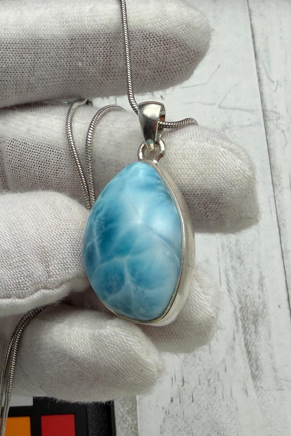Larimar Oval Pendant Necklace, 925 Sterling Silver, Authentic Dominican Blue Gemstone, Boho Chic Jewelry, Gift for Her
