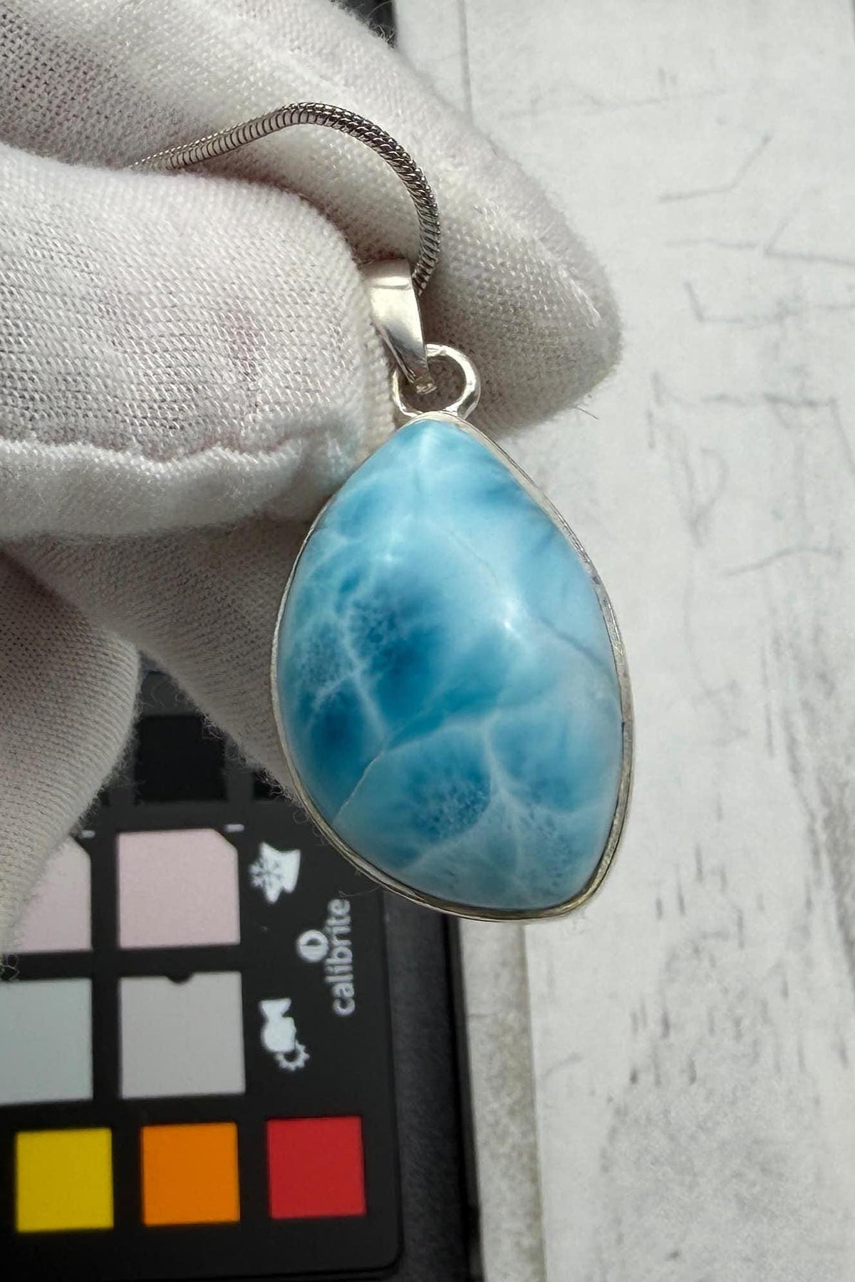 Larimar Oval Pendant Necklace, 925 Sterling Silver, Authentic Dominican Blue Gemstone, Boho Chic Jewelry, Gift for Her