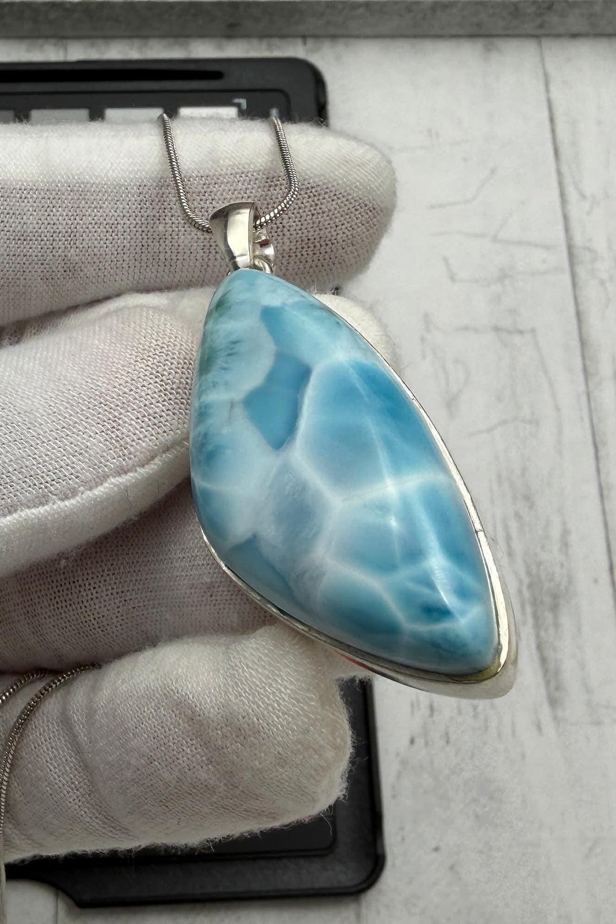 Ocean Blue Statement Necklace, 21st Birthday Gift for Her, Rare Dominican Larimar Luxury Jewelry