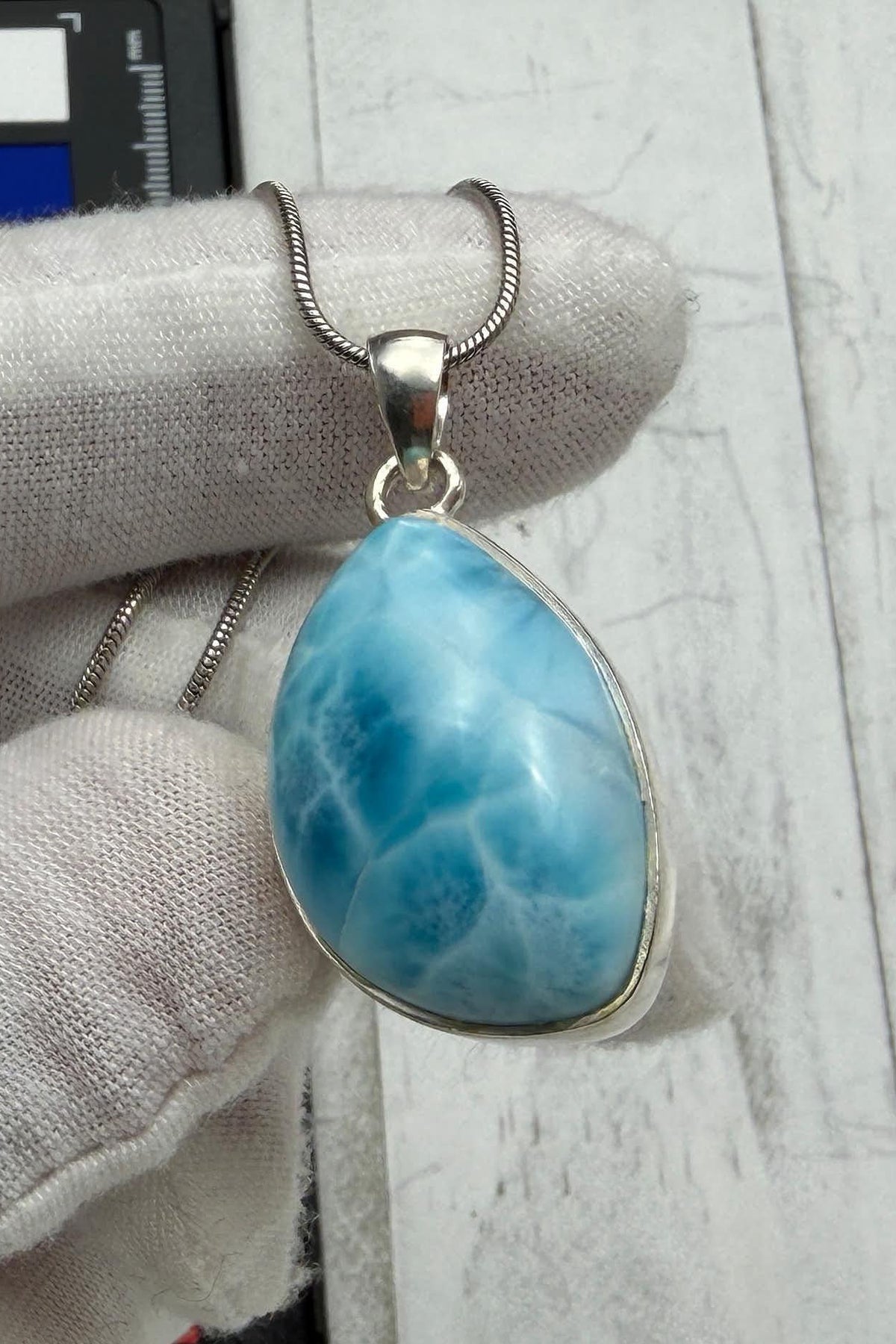 Larimar Oval Pendant Necklace, 925 Sterling Silver, Authentic Dominican Blue Gemstone, Boho Chic Jewelry, Gift for Her