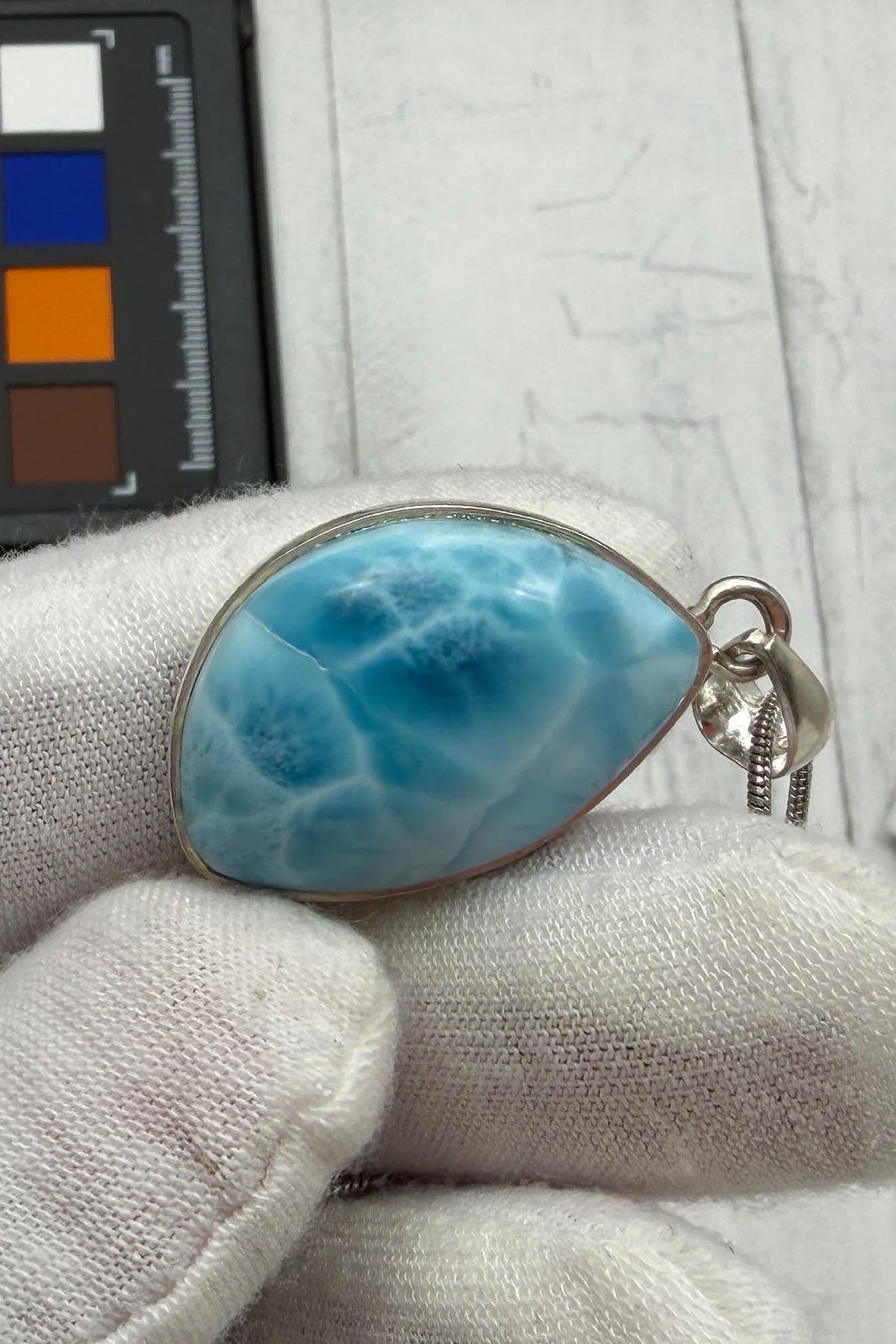 Larimar Oval Pendant Necklace, 925 Sterling Silver, Authentic Dominican Blue Gemstone, Boho Chic Jewelry, Gift for Her