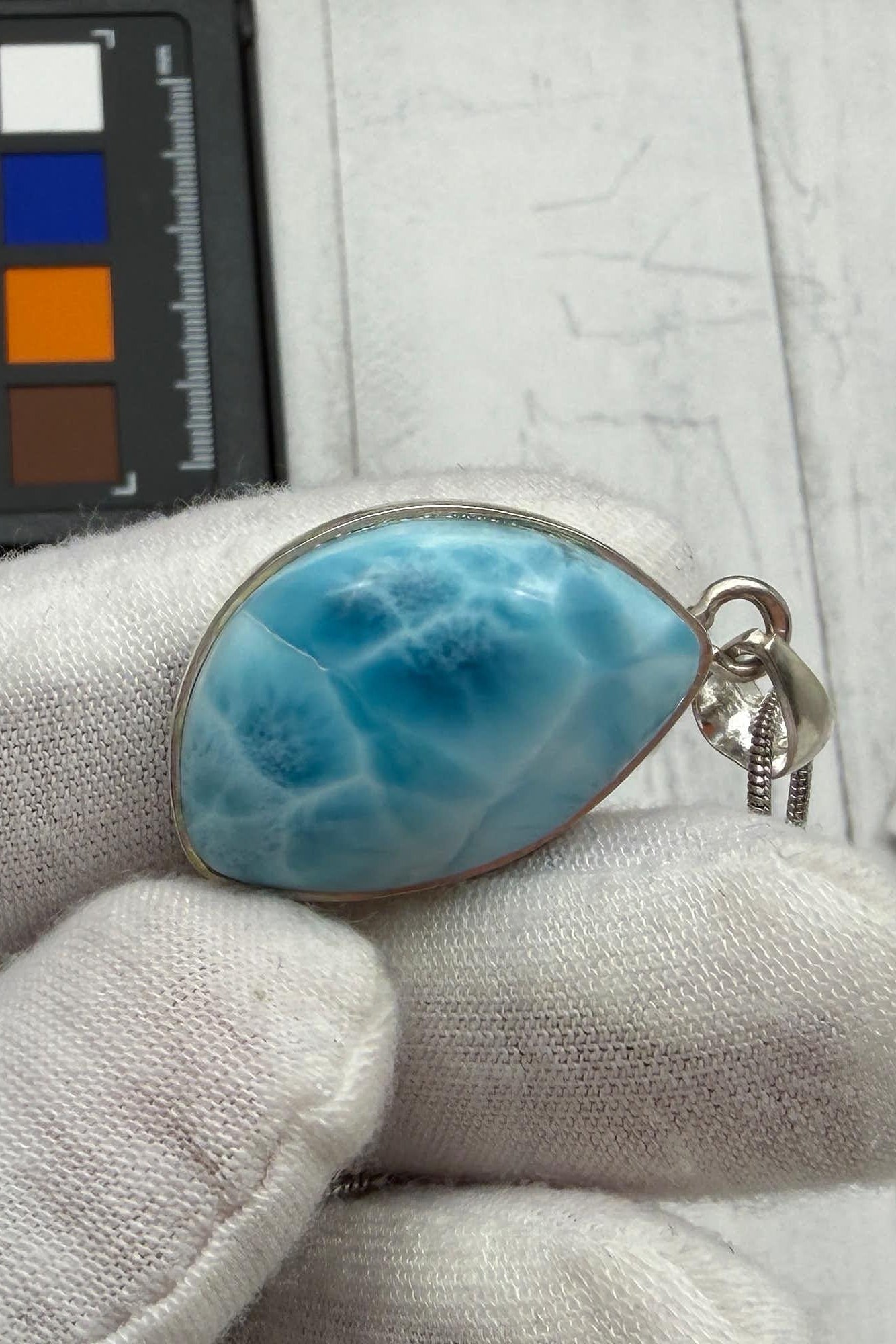 Larimar Oval Pendant Necklace, 925 Sterling Silver, Authentic Dominican Blue Gemstone, Boho Chic Jewelry, Gift for Her