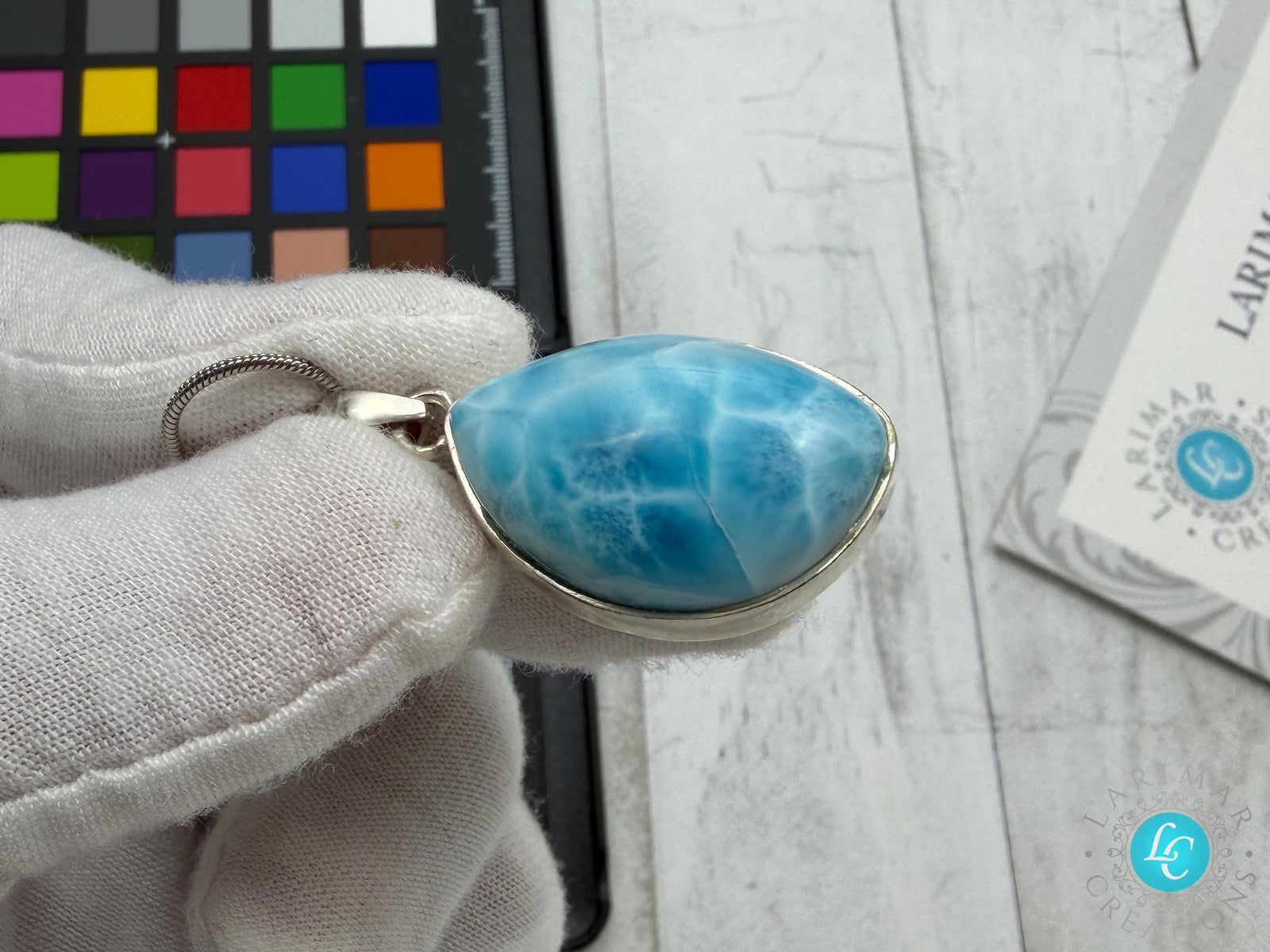 Larimar Oval Pendant Necklace, 925 Sterling Silver, Authentic Dominican Blue Gemstone, Boho Chic Jewelry, Gift for Her