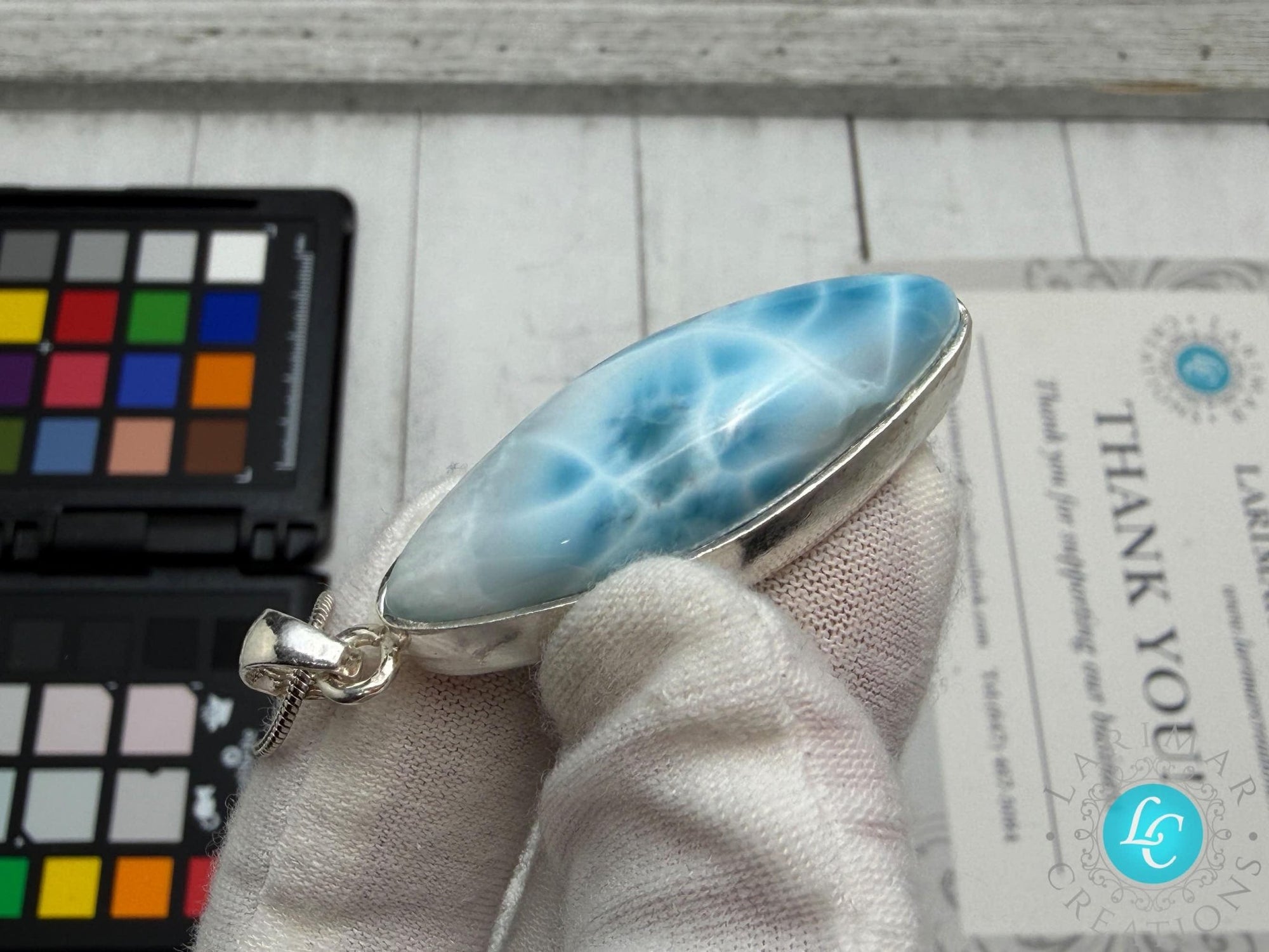 Larimar blue teardrop Pendant - Larimar Creations