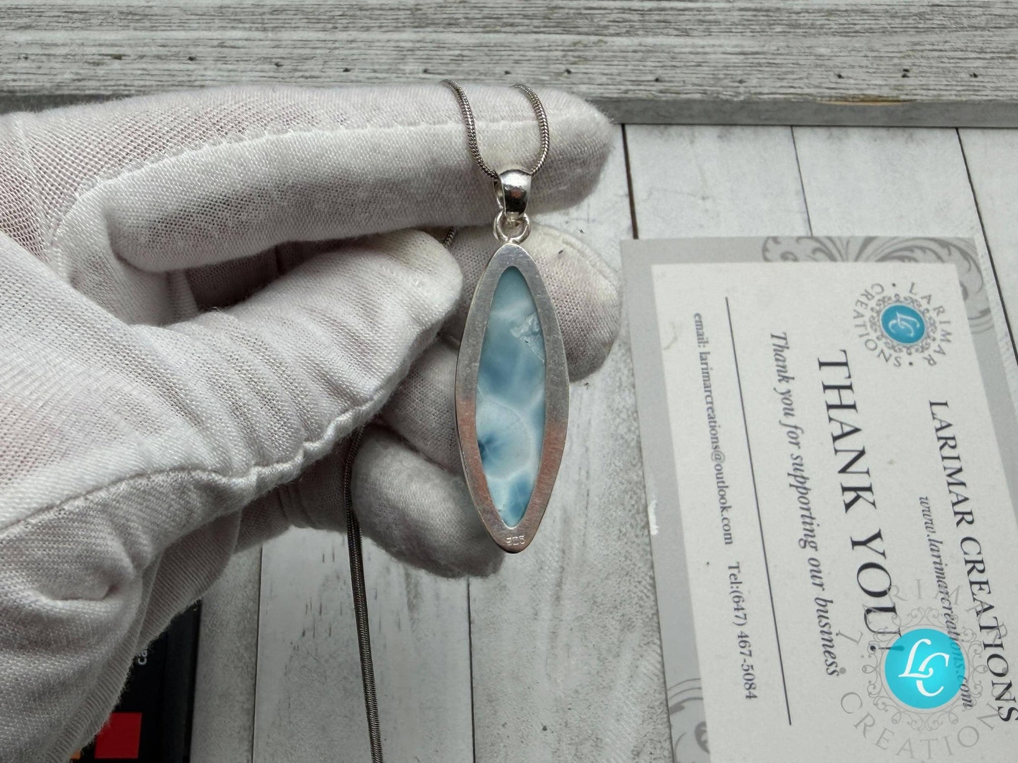 Larimar blue teardrop Pendant - Larimar Creations