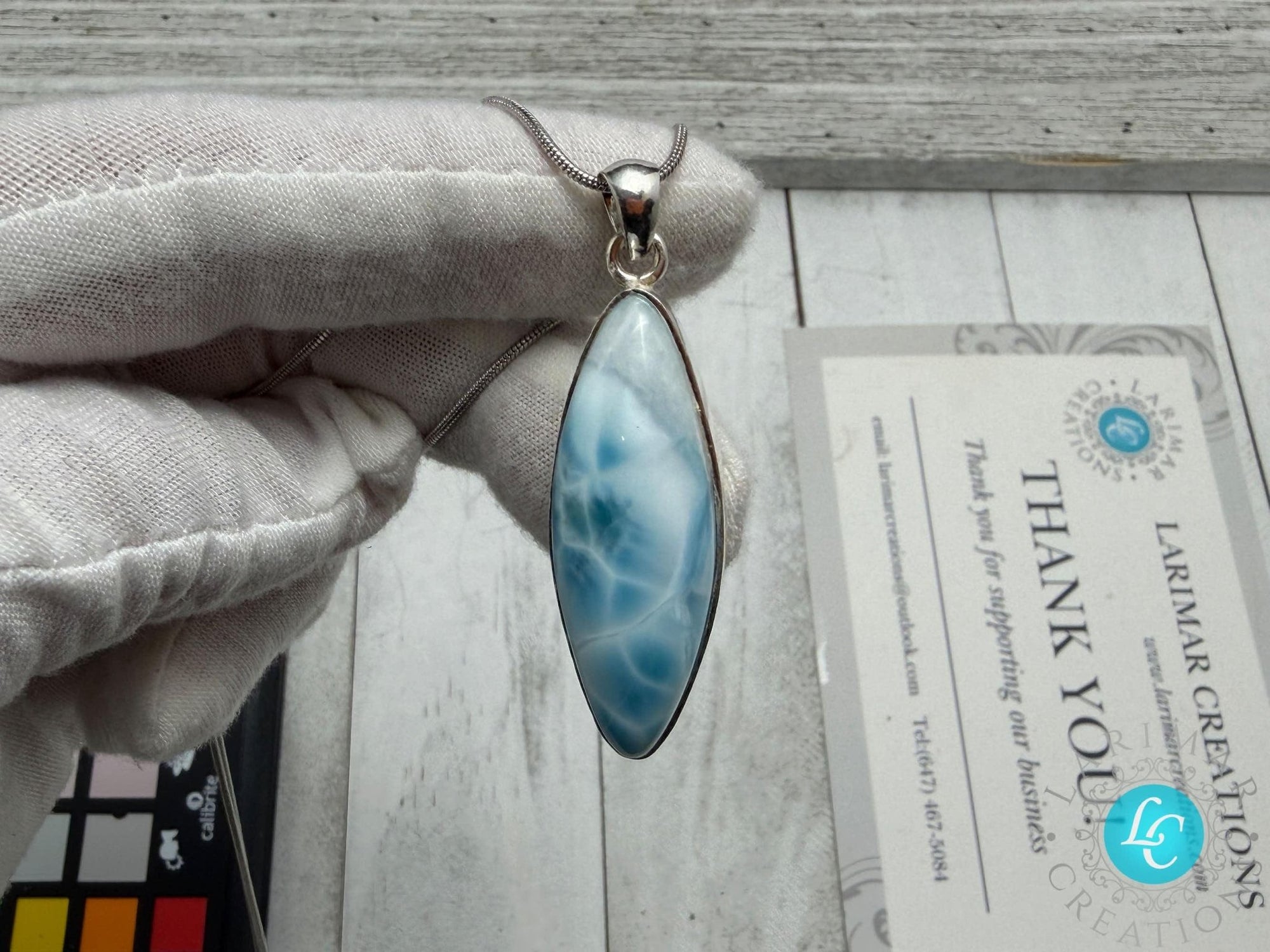 Larimar blue teardrop Pendant - Larimar Creations