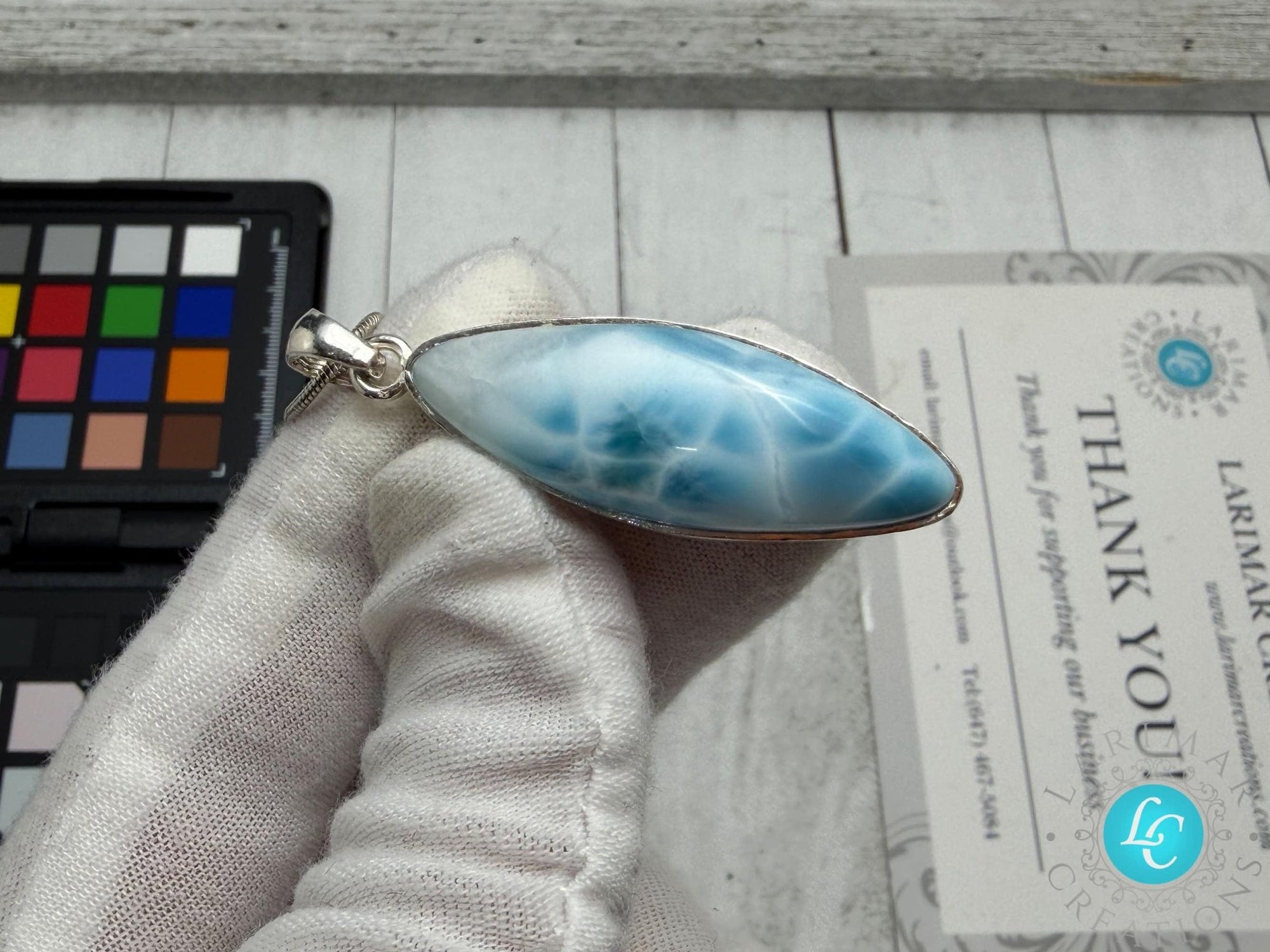 Larimar blue teardrop Pendant - Larimar Creations
