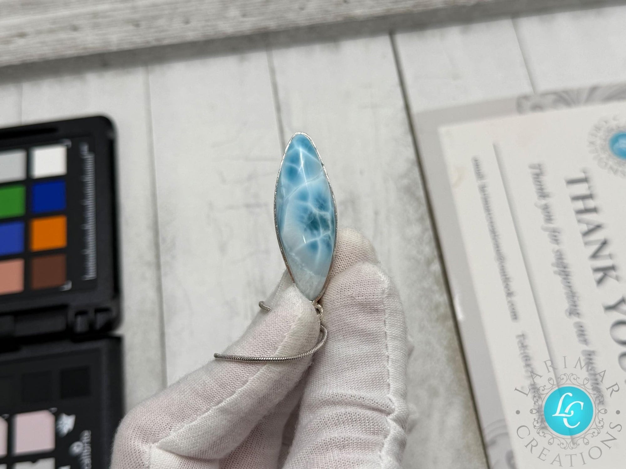 Larimar blue teardrop Pendant - Larimar Creations