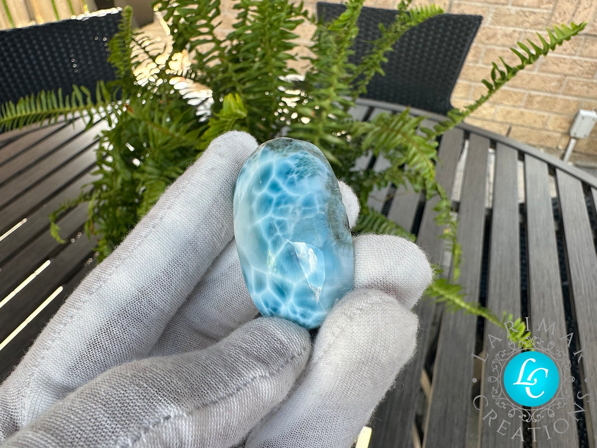 Larimar Cabochon Big Turtleback - Larimar Creations