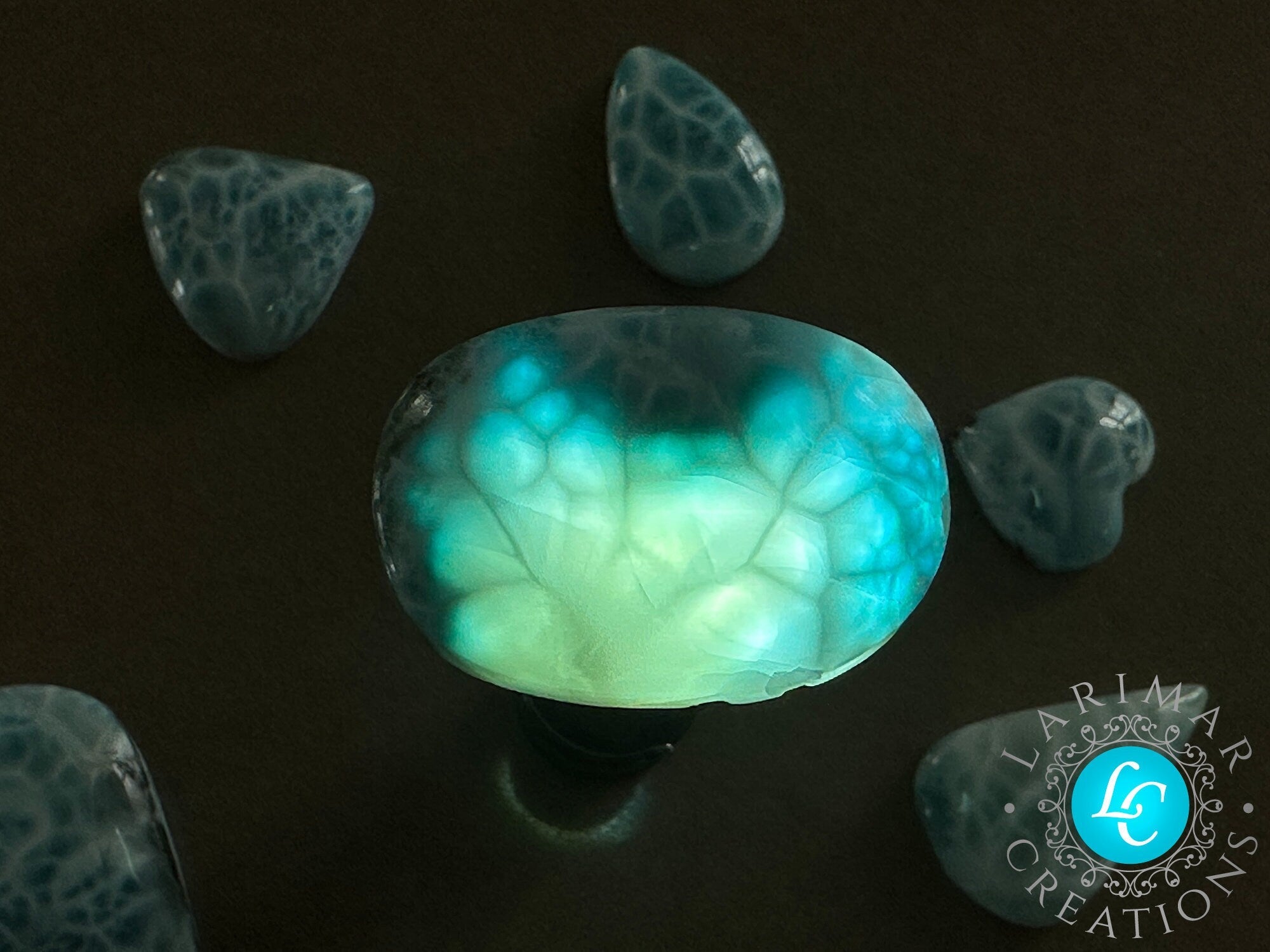 Larimar Cabochon Big Turtleback - Larimar Creations
