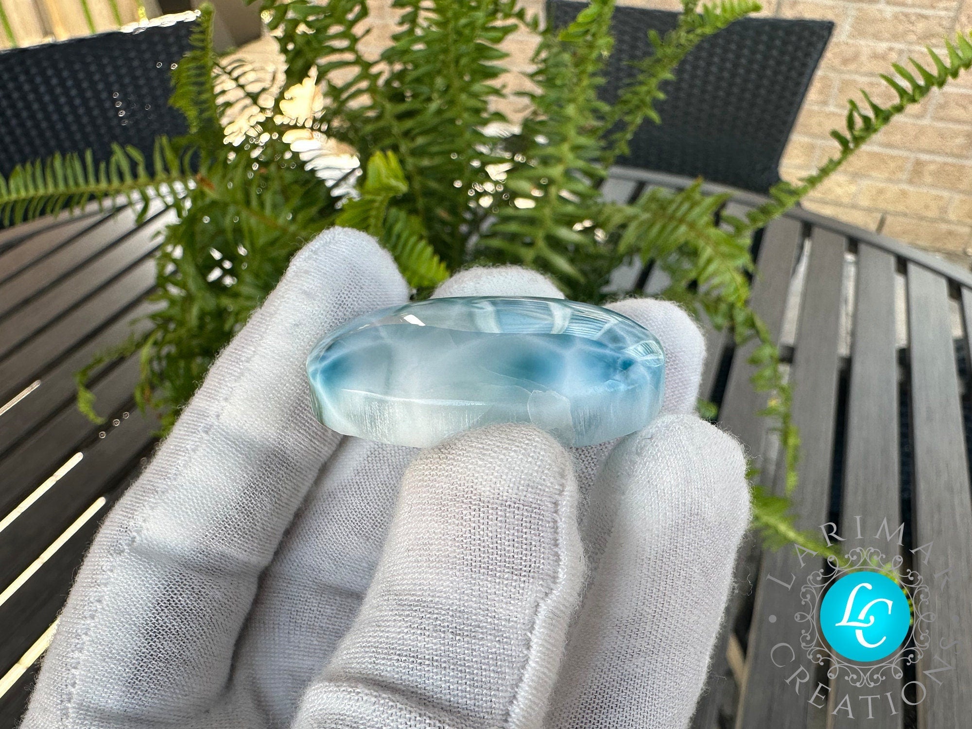 Larimar Cabochon Big Turtleback - Larimar Creations